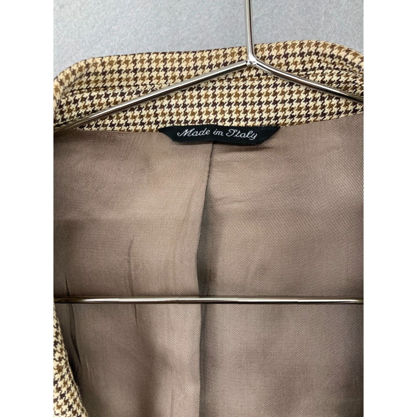 Vintage Roberto Zanieri Jacket Mens 46L Wool Blend Houndstooth Tan Italy Made Size US S / EU 44-46 / 1 - 7 Thumbnail