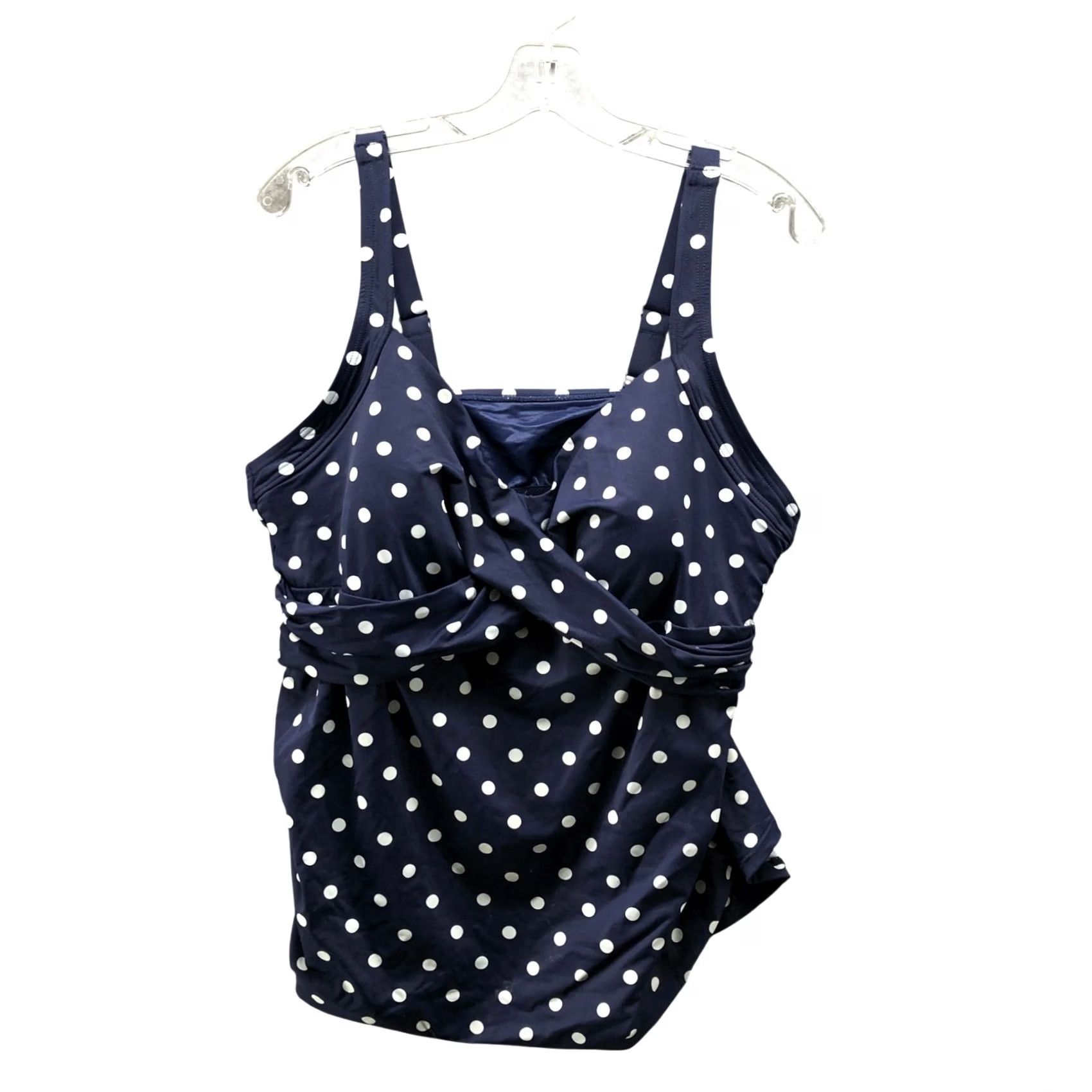 Lands' End Lands' End V-Neck Wrap Underwire Tankini Swim Top Womens 18W Blue White Polka Size XXL / US 16-18 / IT 52-54 - 2 Thumbnail
