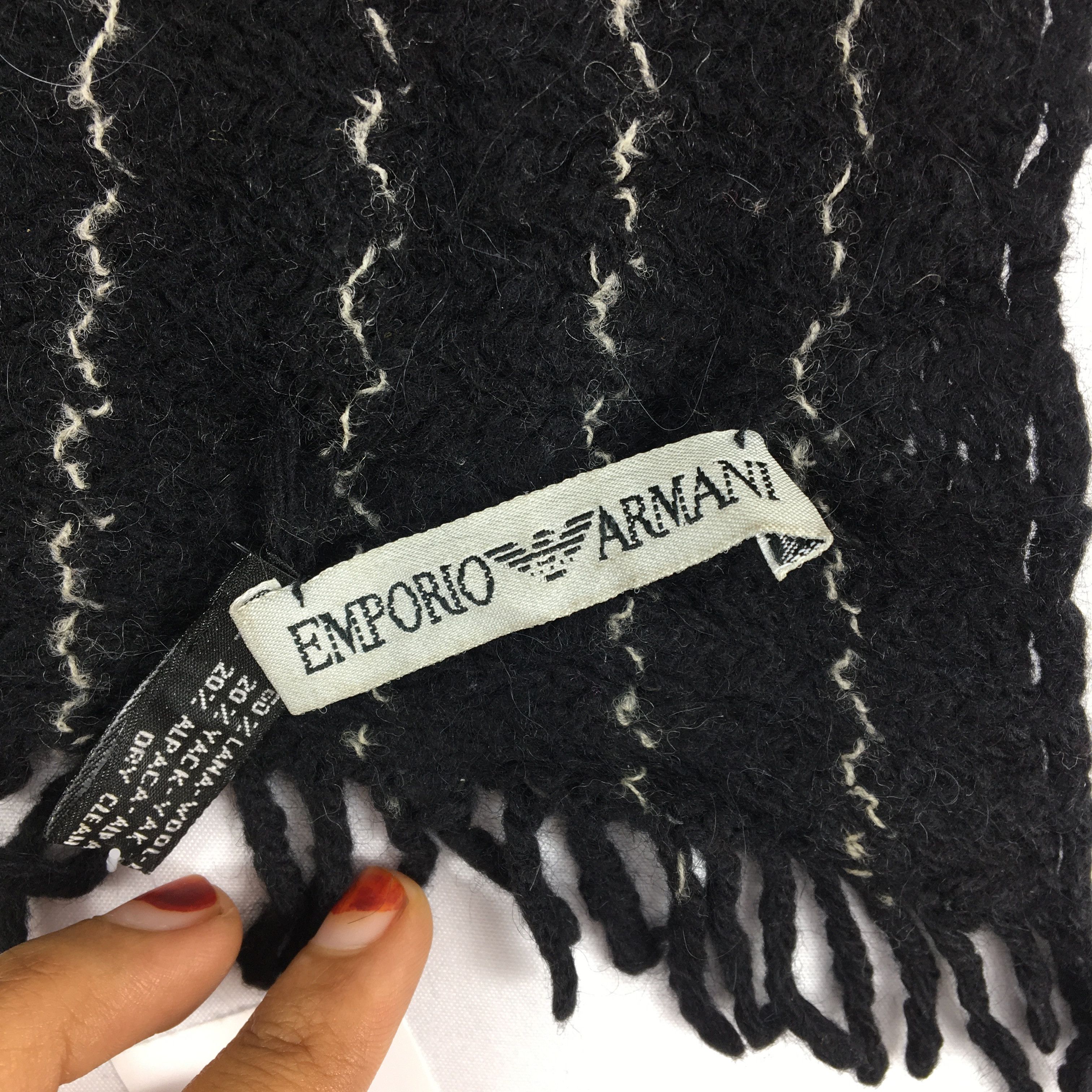 Emporio Armani Vintage Emporio Armani Wool Scarf Muffler Cashmere Scarves Size ONE SIZE - 4 Thumbnail