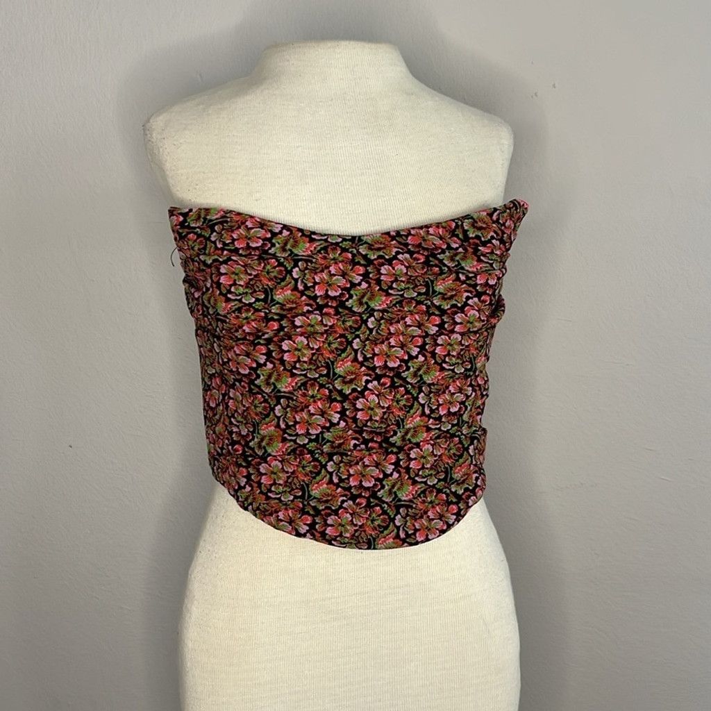 Zara Zara Women's Black and Pink Floral Corset Size M / US 6-8 / IT 42-44 - 2 Thumbnail