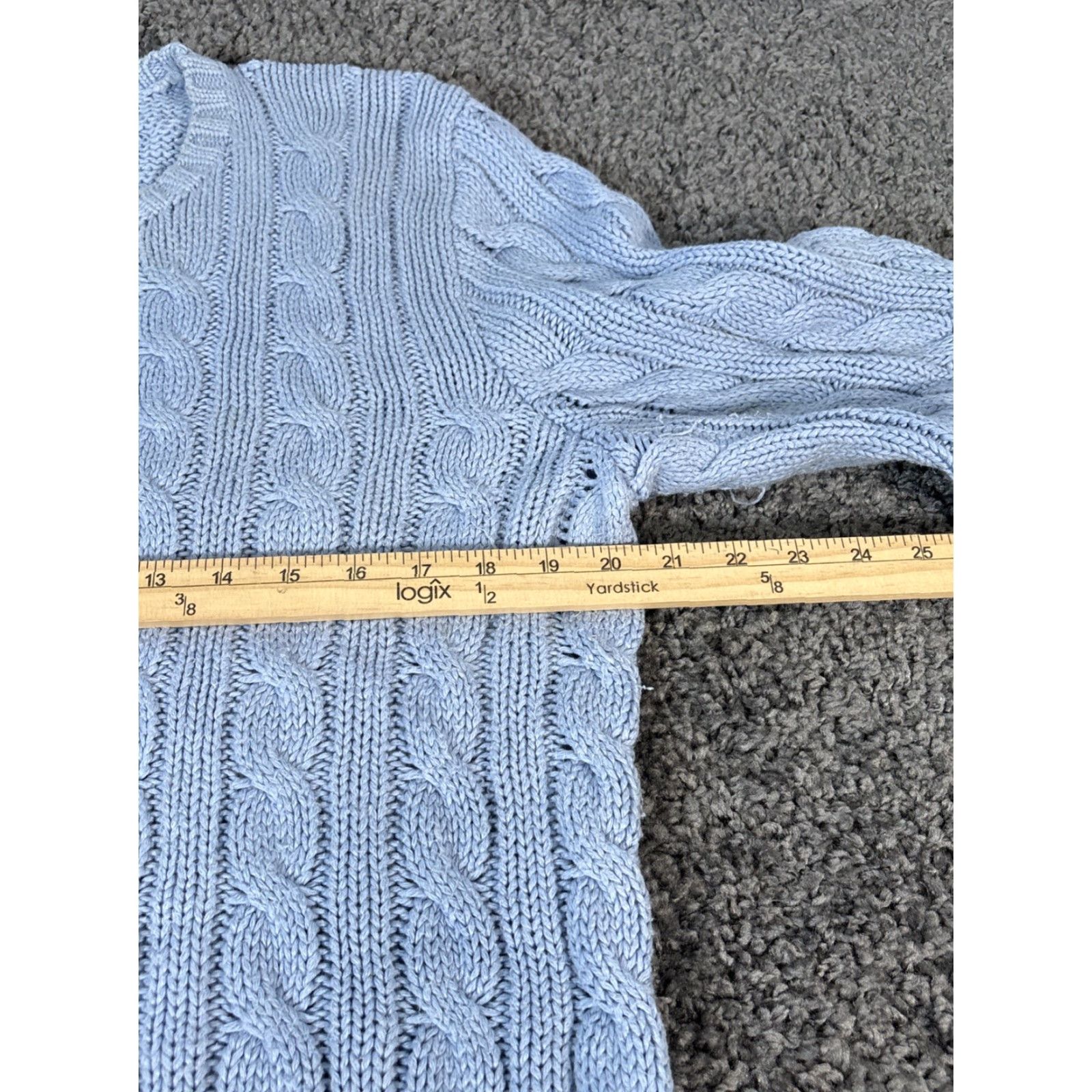 Polo Ralph Lauren VINTAGE Polo Ralph Lauren Men’s Cable Knit Sweater L Blue Fisherman 90s Pony Logo Embroidered Crew Neck Size US L / EU 52-54 / 3 - 3 Thumbnail