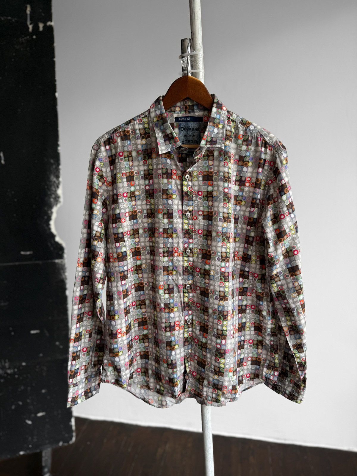 Desigual Desigual Multicolor Geometric Circle Print Long Sleeve Shirt Size US XL / EU 56 / 4 - 1 Thumbnail