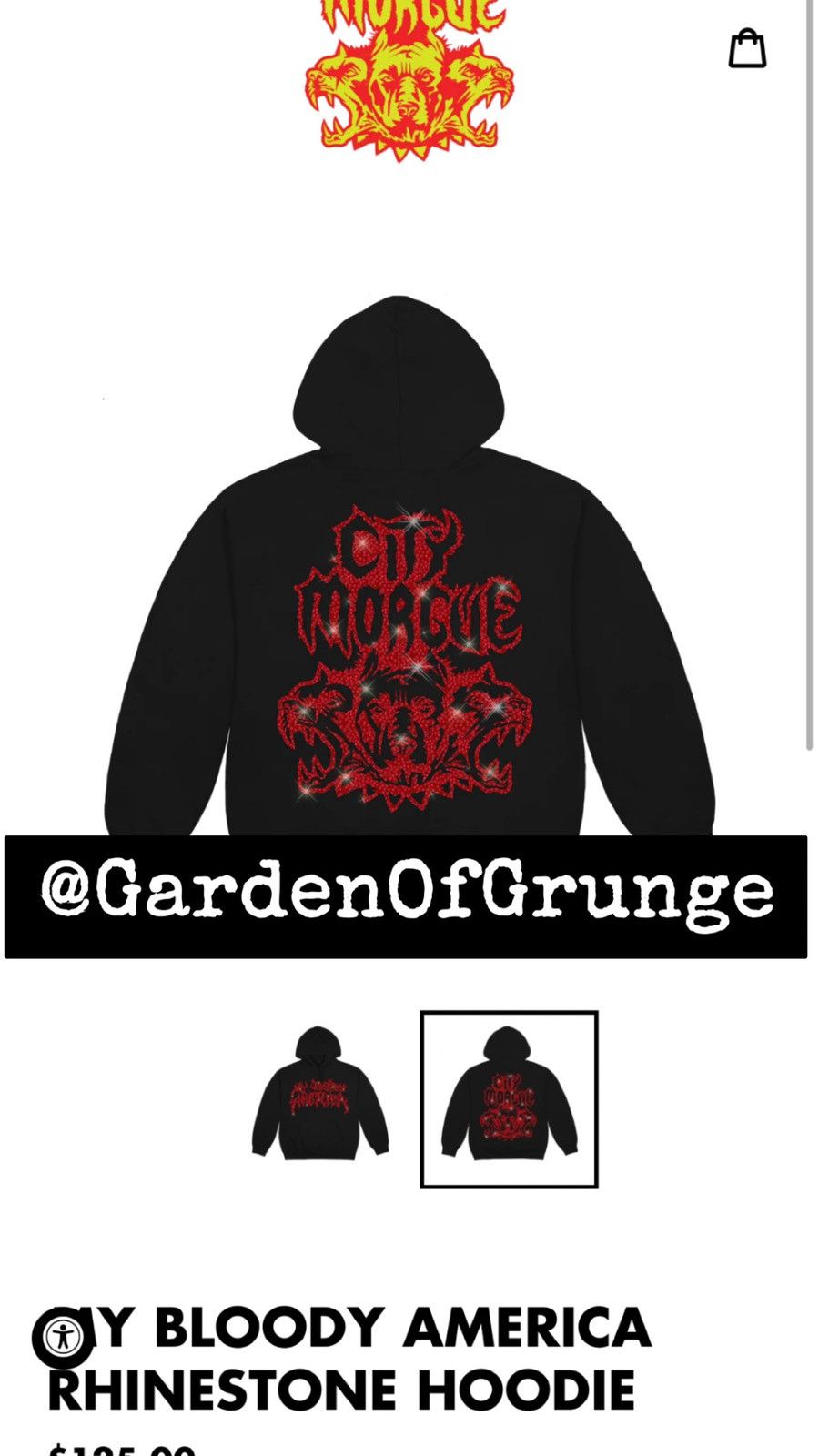 City Morgue × G59 Records × Missing Since Thursday CITY MORGUE MY BLOODY AMERICA RHINESTONE HOODIE Size US L / EU 52-54 / 3 - 2 Thumbnail