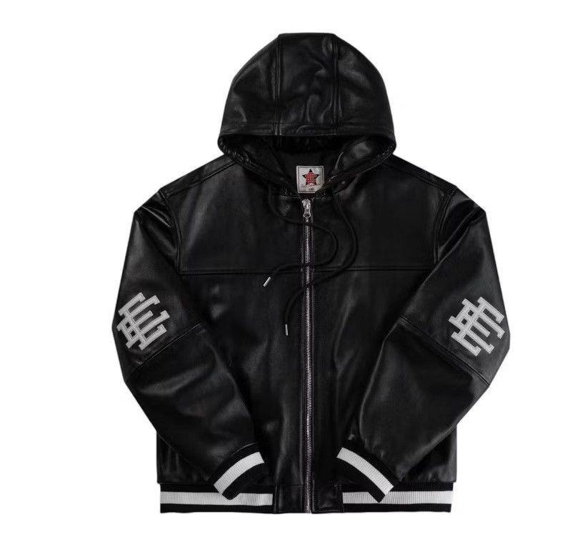 Eric Emanuel EE black leather bomber jacket xxl