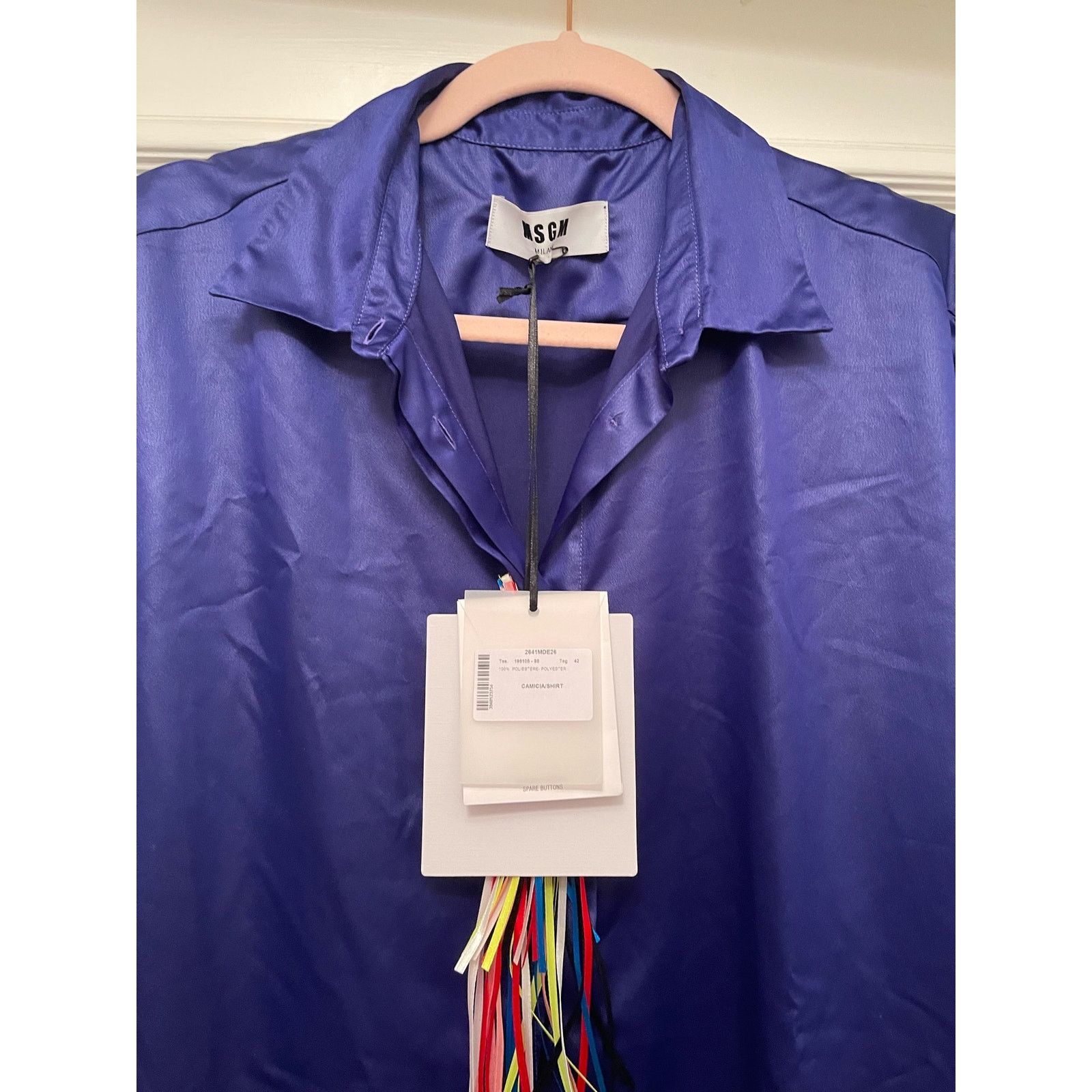 MSGM MSGM, Camica/Shirt, Blue Satin, NWT, Size: 42 Size S / US 4 / IT 40 - 6 Thumbnail