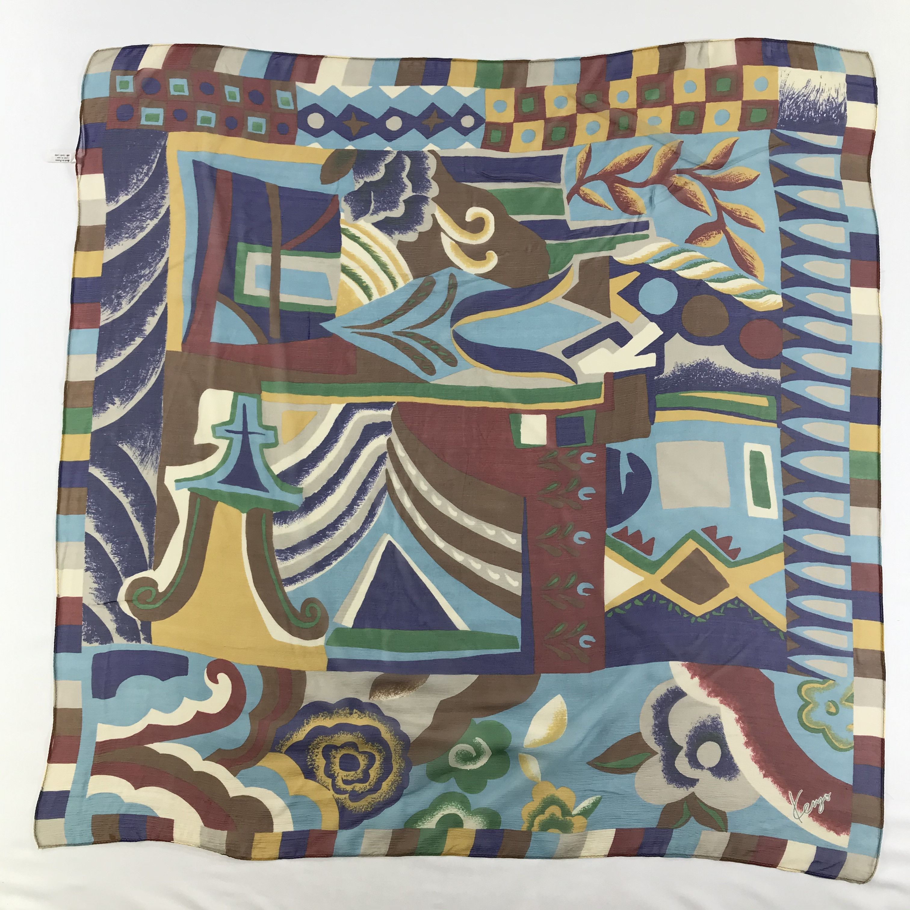 Vintage Vintage Kenzo Silk Scarf Size ONE SIZE - 2 Thumbnail