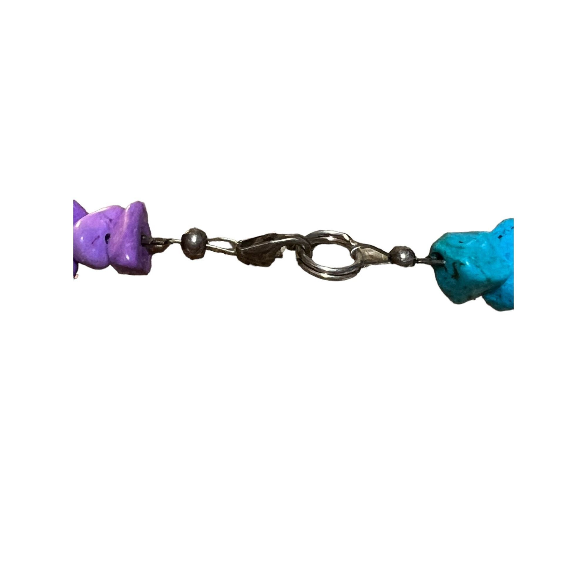 Other Sterling Silver Necklace Turquoise Coral Chips Bright Purple Size ONE SIZE - 4 Thumbnail