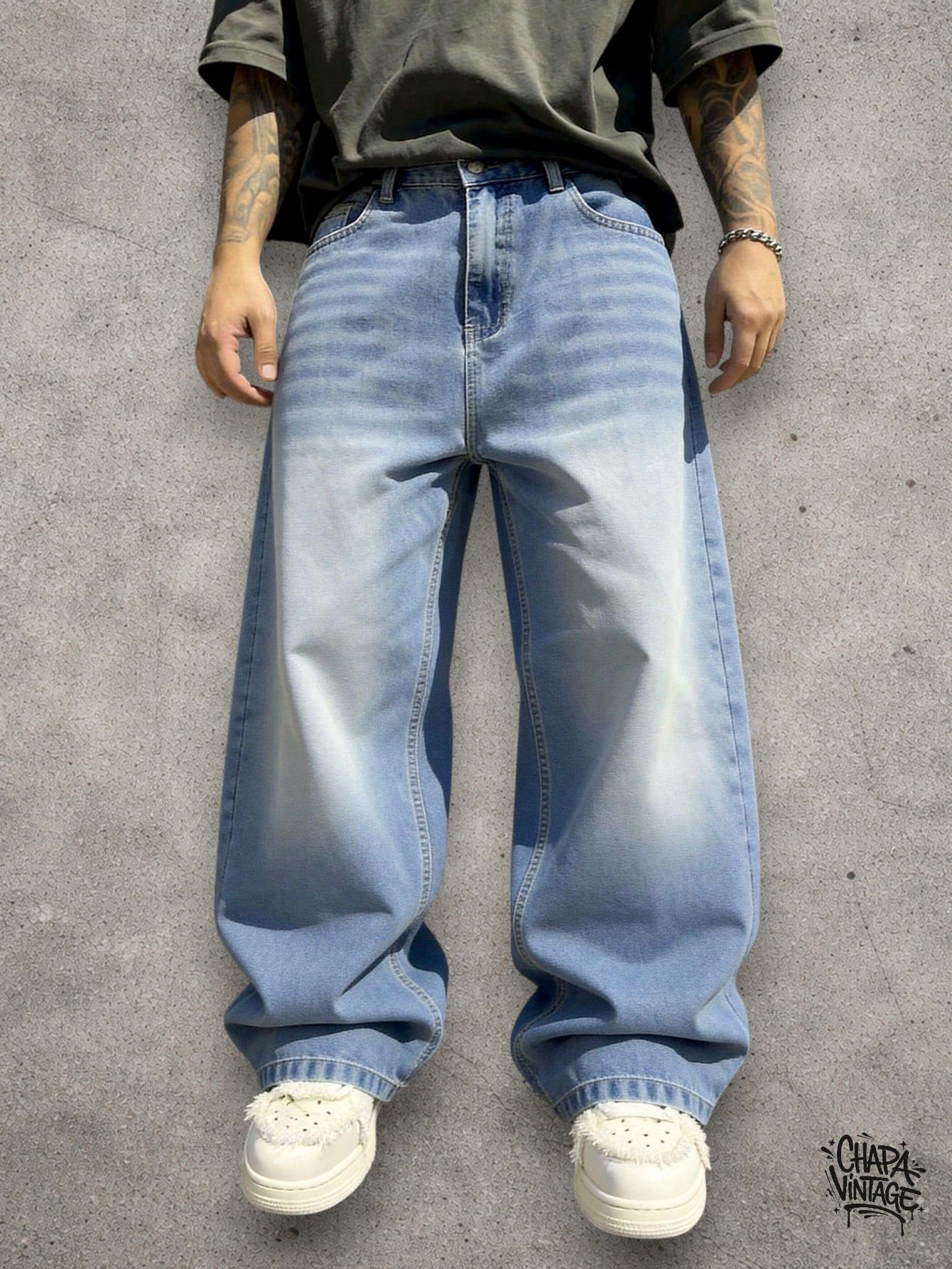 Vintage Washed stacked light jeans Size US 32 / EU 48 - 4 Thumbnail