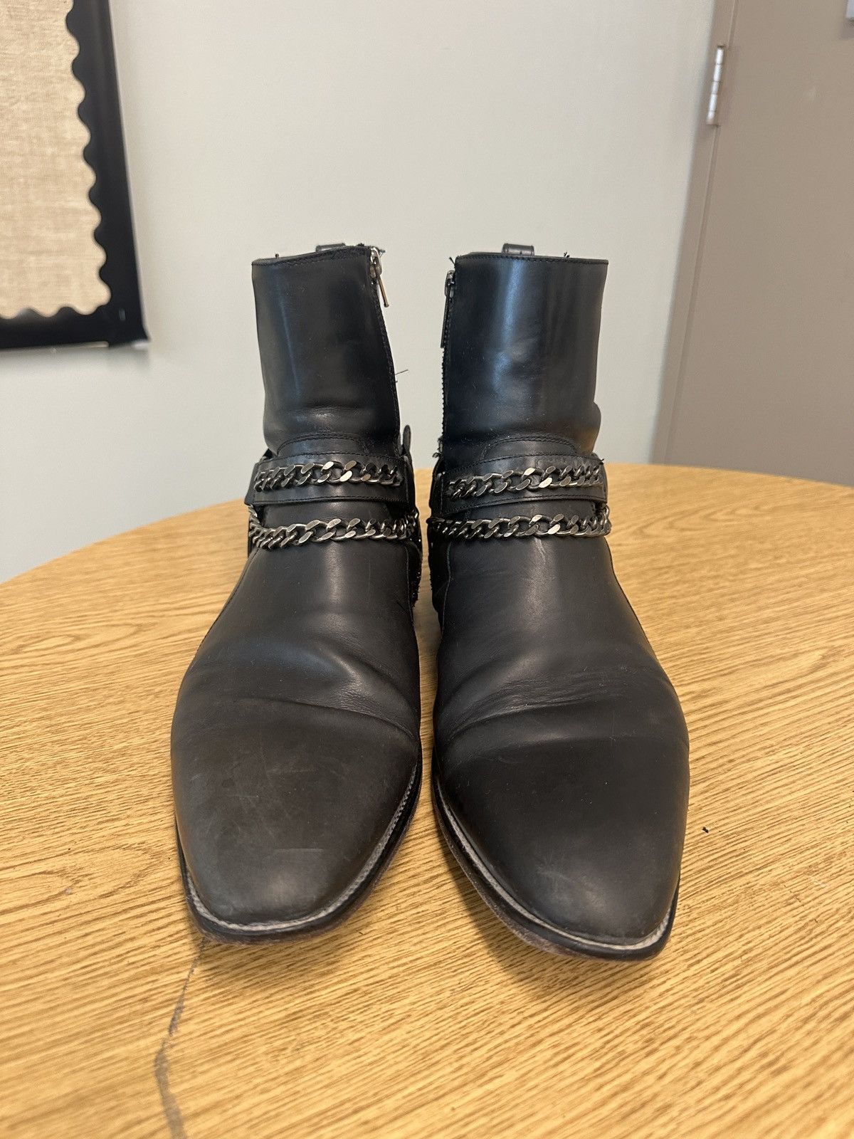 Oro Los Angeles Black Boots with harness/chains (Oro Los Angeles) Size US 14 / EU 47 - 2 Thumbnail