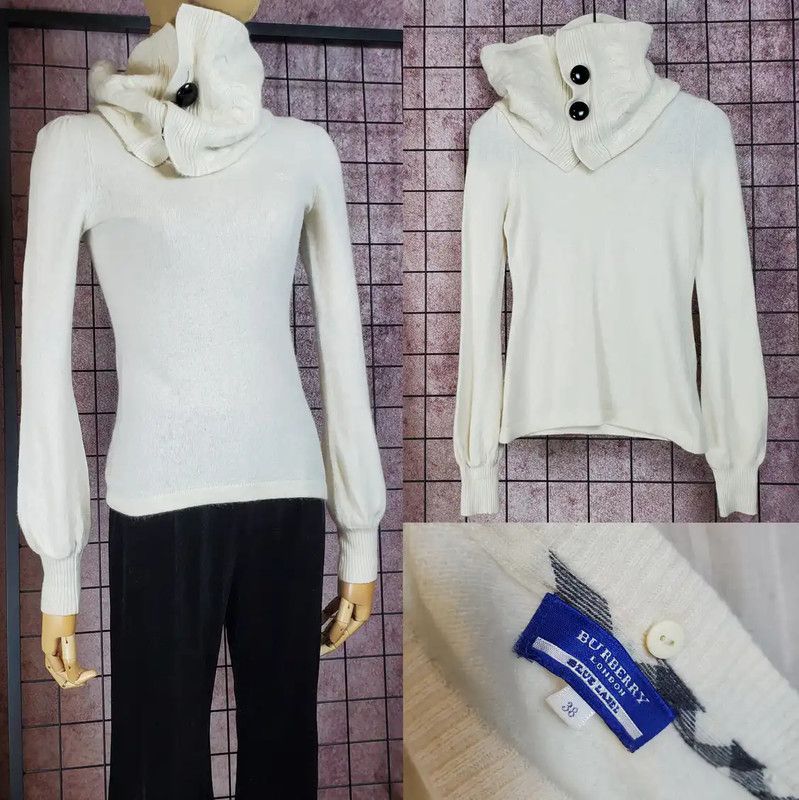Burberry Burberry Cream Wool Blend Long Sleeve Sweater Size S / US 4 / IT 40 - 1 Thumbnail