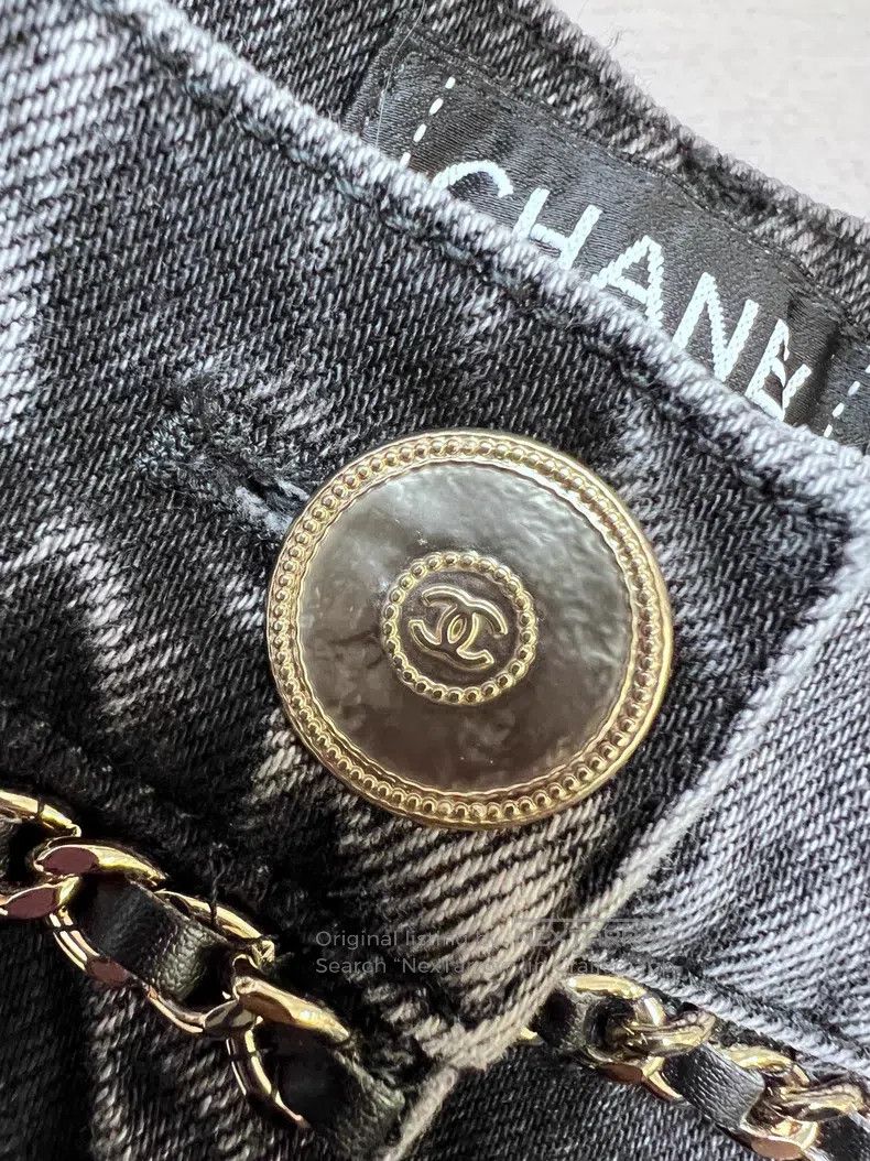 Chanel Chanel Smoke gray leather chain logo jeans Size 25" / US 0 / IT 36 - 4 Thumbnail