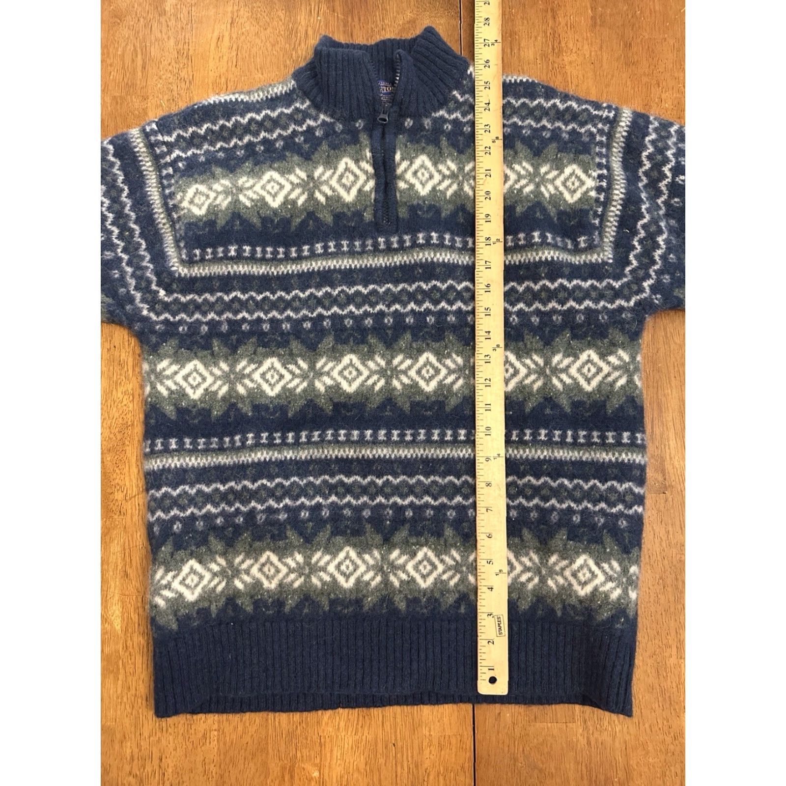 Pendleton VINTAGE Pendleton Shetland Wool 1/4 Zip Sweater Chunky Womens XL Aztec Geometric Blue Wool Pullover Size XL / US 12-14 / IT 48-50 - 5 Thumbnail