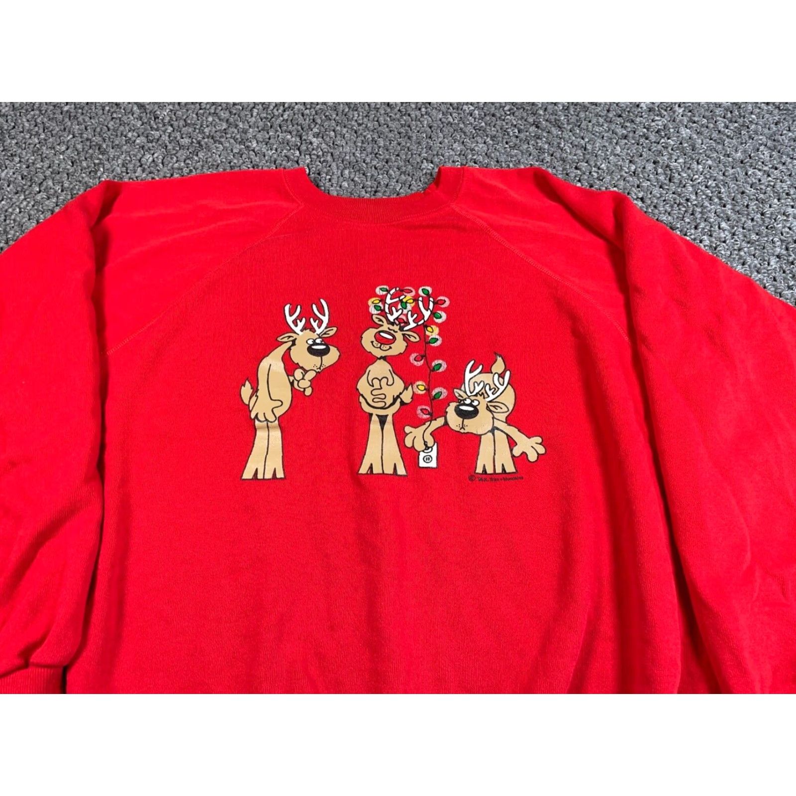 Hanes VINTAGE Hanes Sweatshirt 80s Christmas Red Raglan XL Adult Womens Size XL / US 12-14 / IT 48-50 - 4 Thumbnail