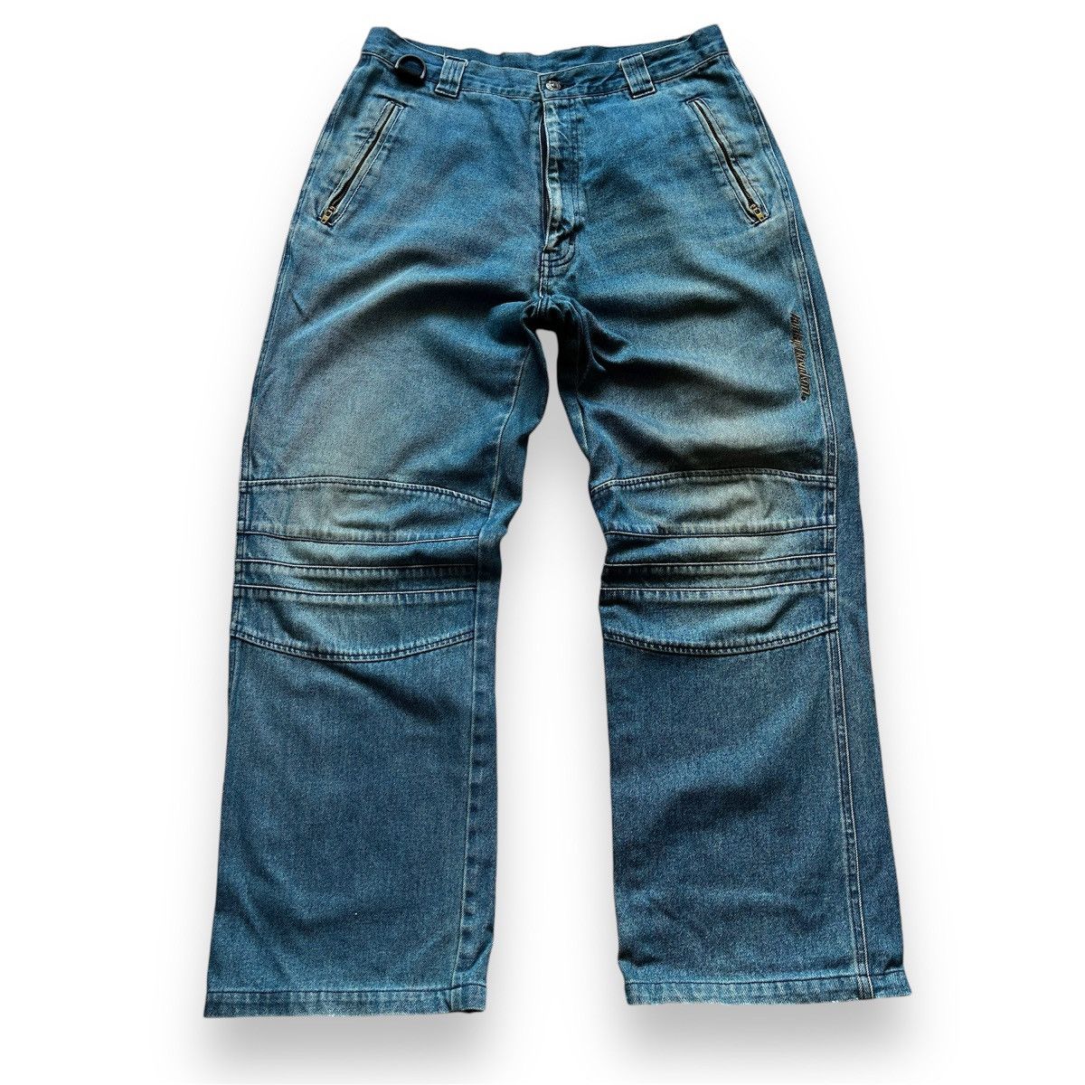 Harley Davidson × Vintage Harley Davidson Double Knee Denim Jeans Size US 35 - 2 Thumbnail