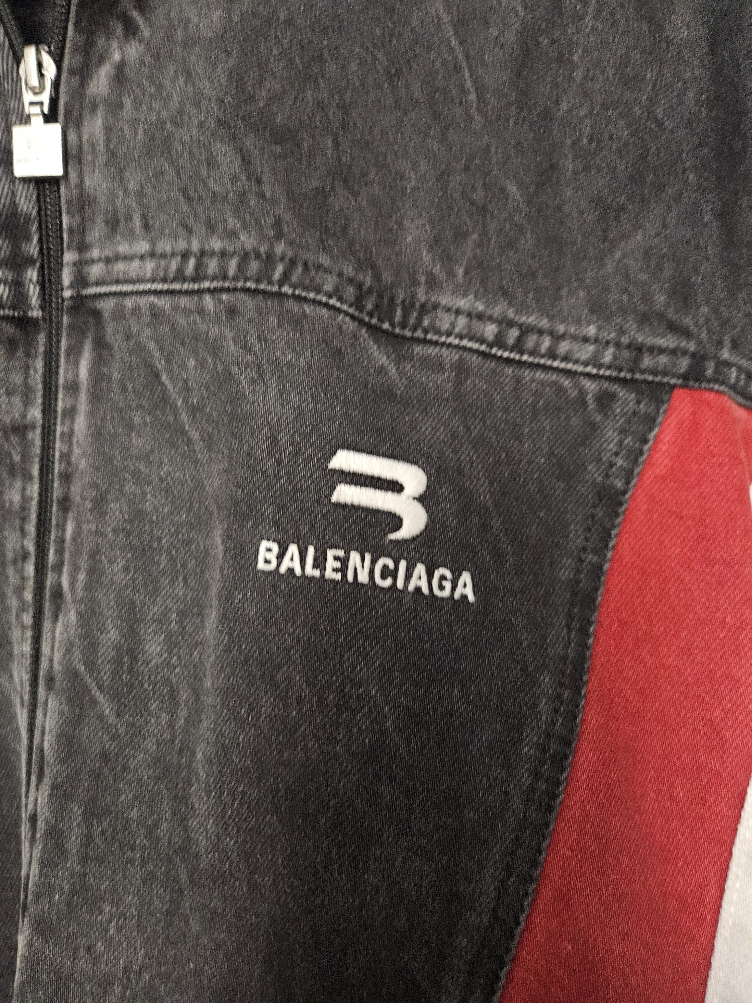Balenciaga Sporty B Colorblock Japanese Denim Zip Up Track Jacket Size US L / EU 52-54 / 3 - 3 Thumbnail