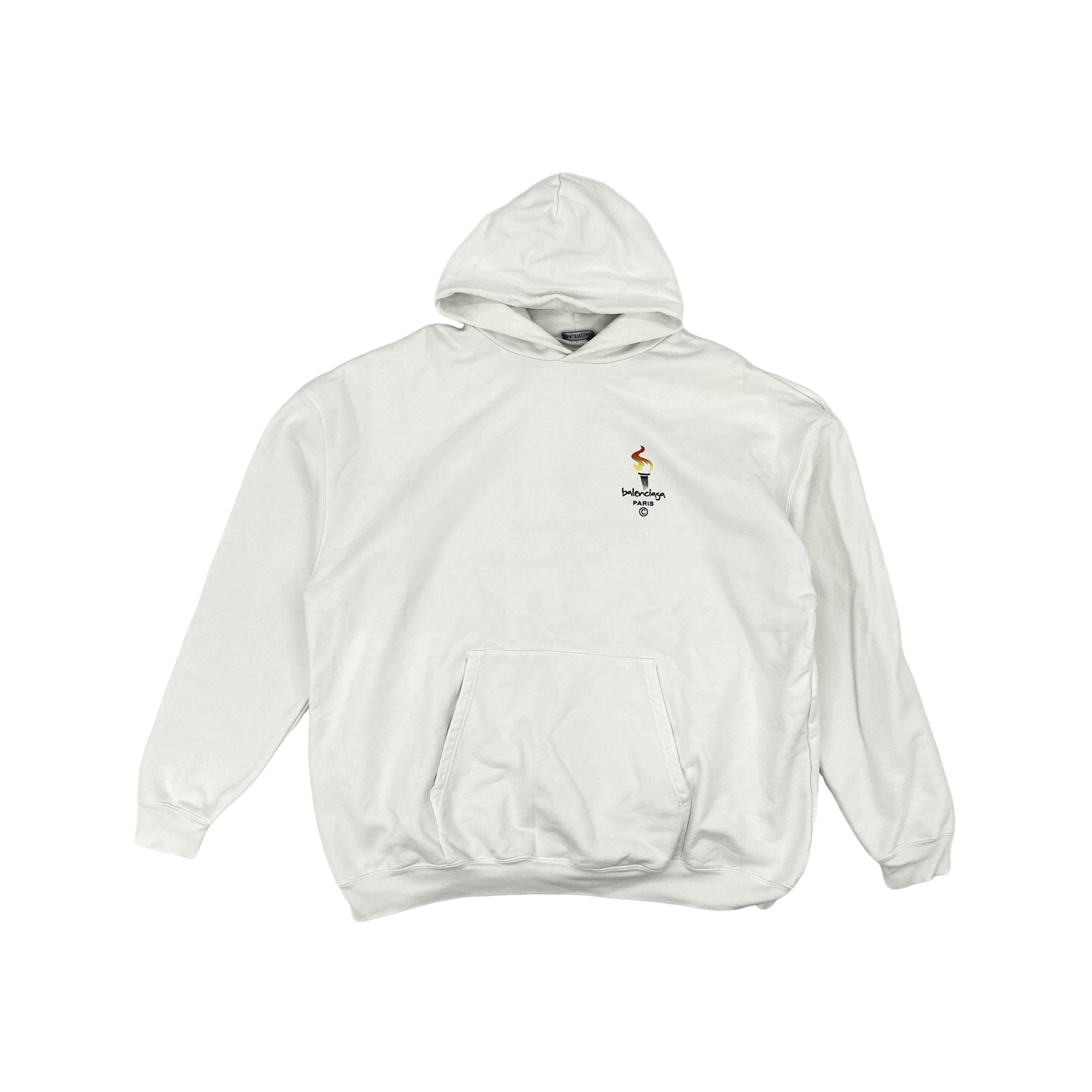Balenciaga Balenciaga Torch Print Hoodie White Size XXS Size US XXS / EU 40 - 1 Thumbnail