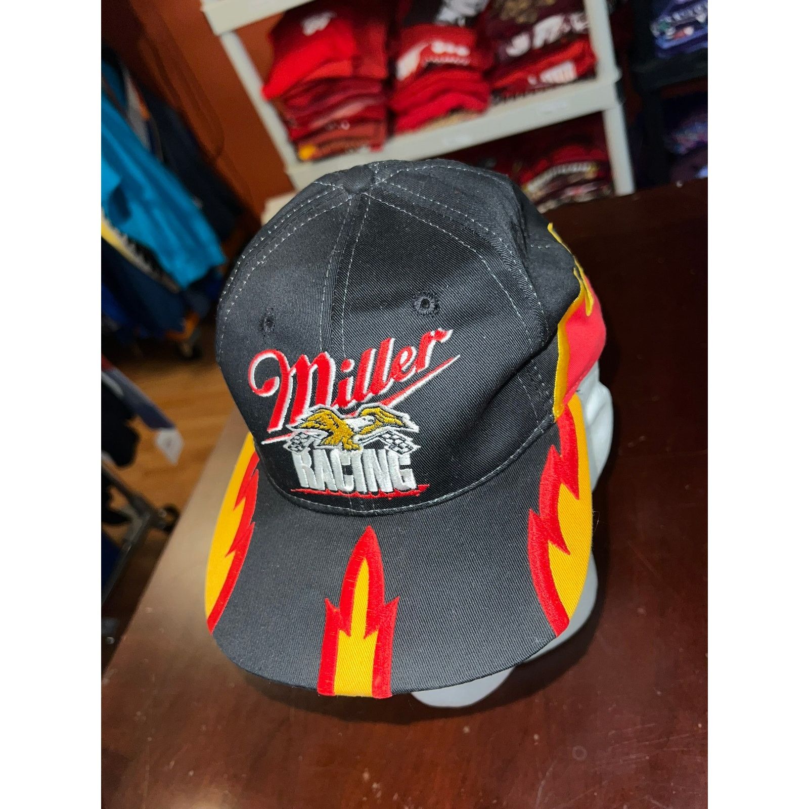 Vintage Vintage Miller Racing Hat Miller Beer Alcohol Flames Cap OS Size ONE SIZE - 3 Thumbnail