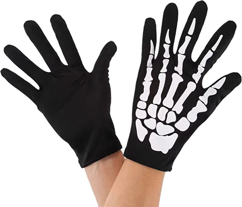 Other Unisex Adult Skeleton Skull Full Finger Halloween Gloves Size ONE SIZE - 7 Thumbnail