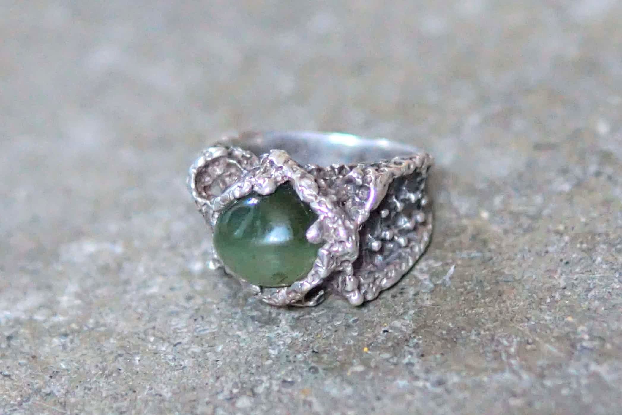 Jewelry Vintage Sterling Silver Ring 8.25 Brutalist Avant Garde Size ONE SIZE - 14 Thumbnail
