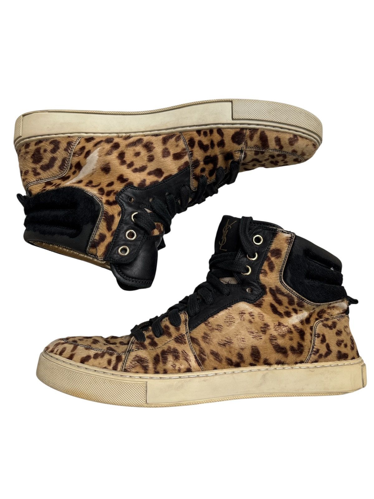Saint Laurent Paris YSL by Tom Ford Leopard Calf Hair Sneakers Size US 8 / EU 41 - 4 Thumbnail
