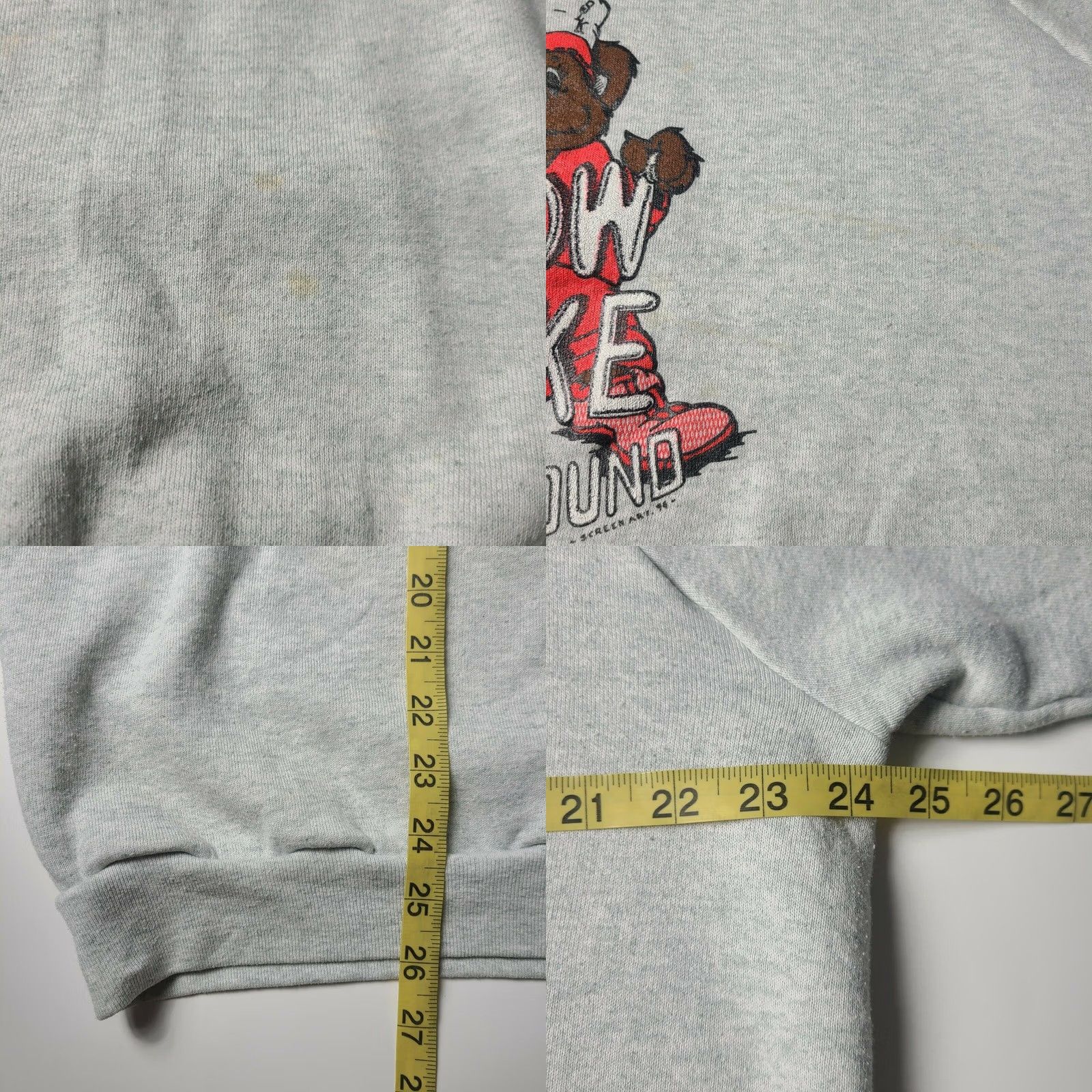 Fruit Of The Loom VINTAGE Fruit of the Loom 90s Teddy Bear Sweatshirt Men 2XL Gray Crew Neck Pullover Cotton Blend Graphic Print Sweatshirt Mens 90s Theme Size US XXL / EU 58 / 5 - 8 Thumbnail