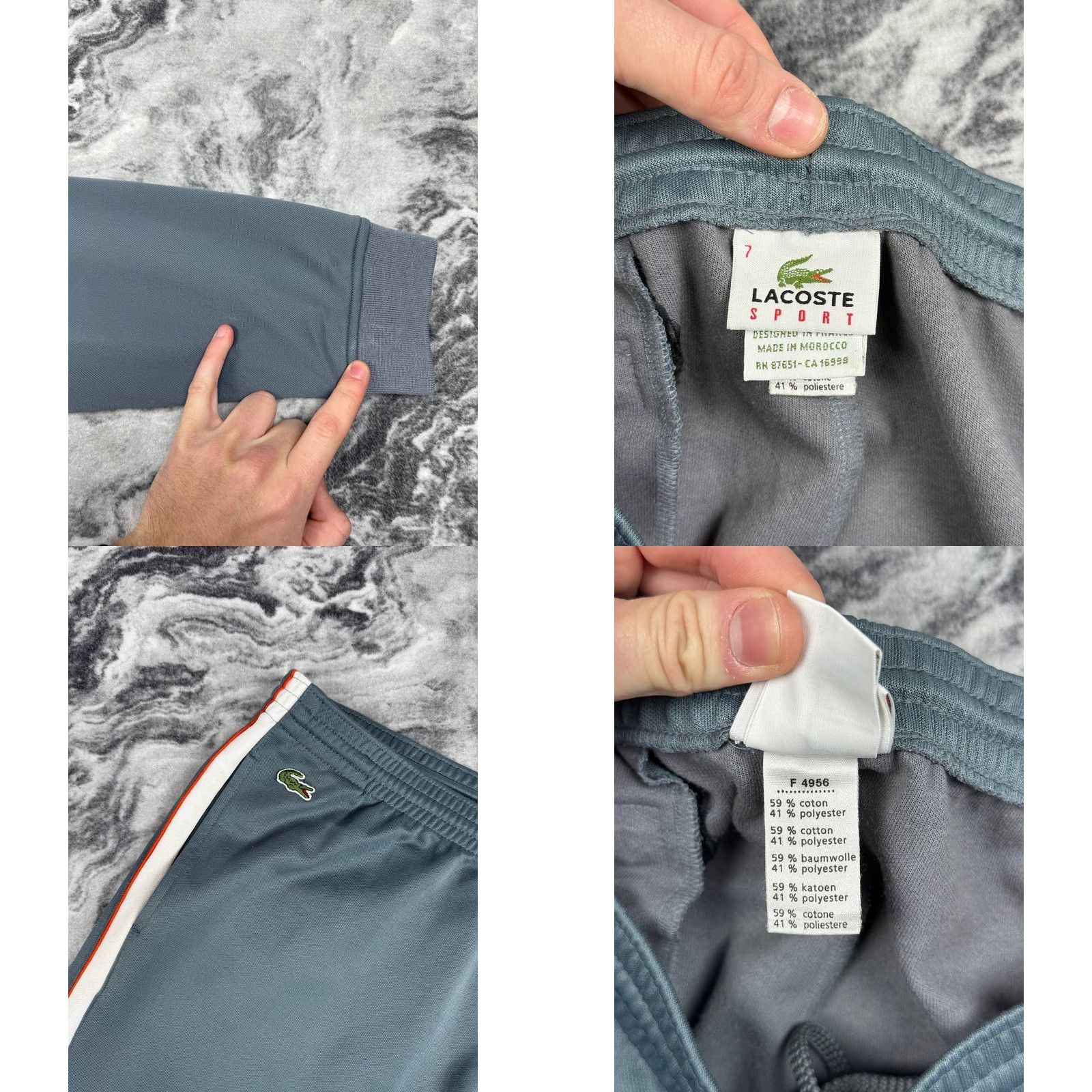 Lacoste VINTAGE Lacoste Track Suit Jacket And Pants Men 2XL Gray Tracksuit Set Logo Pockets Zipper Activewear Size 48R - 9 Thumbnail