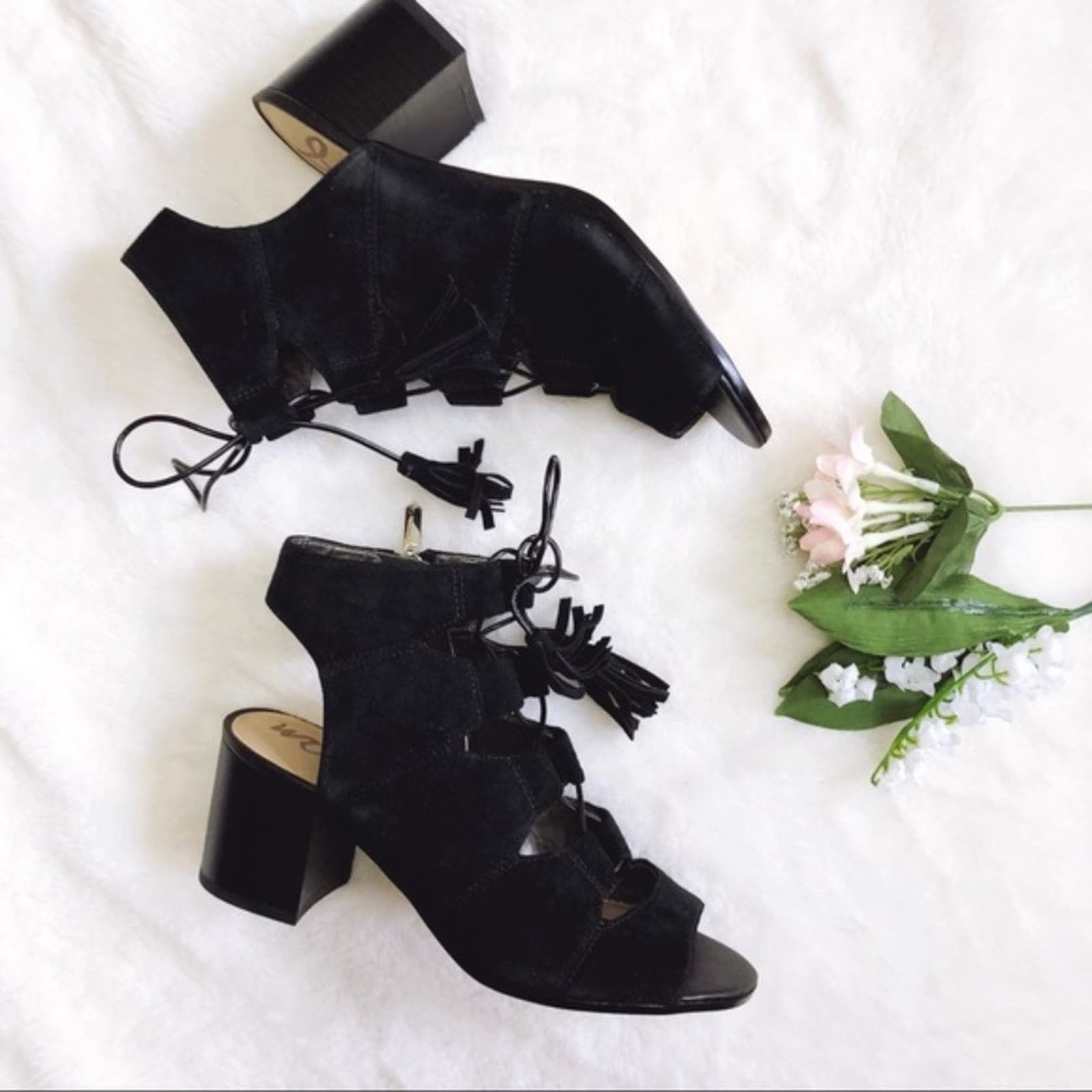 Other Sam Edelman Black Suede Sarabeth Heels with Side Zipper Size US 7 / IT 37 - 1 Thumbnail