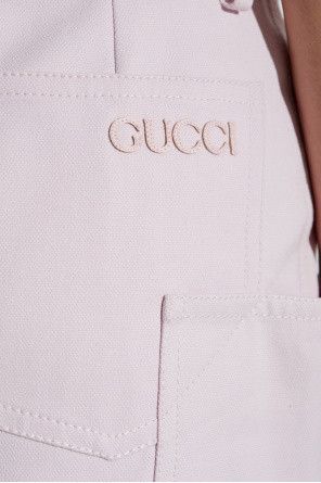 Gucci o1B3y1r0426 Mid-length Cotton Canvas Delave Skirt in Pink Size 40" / US 18 - 5 Thumbnail
