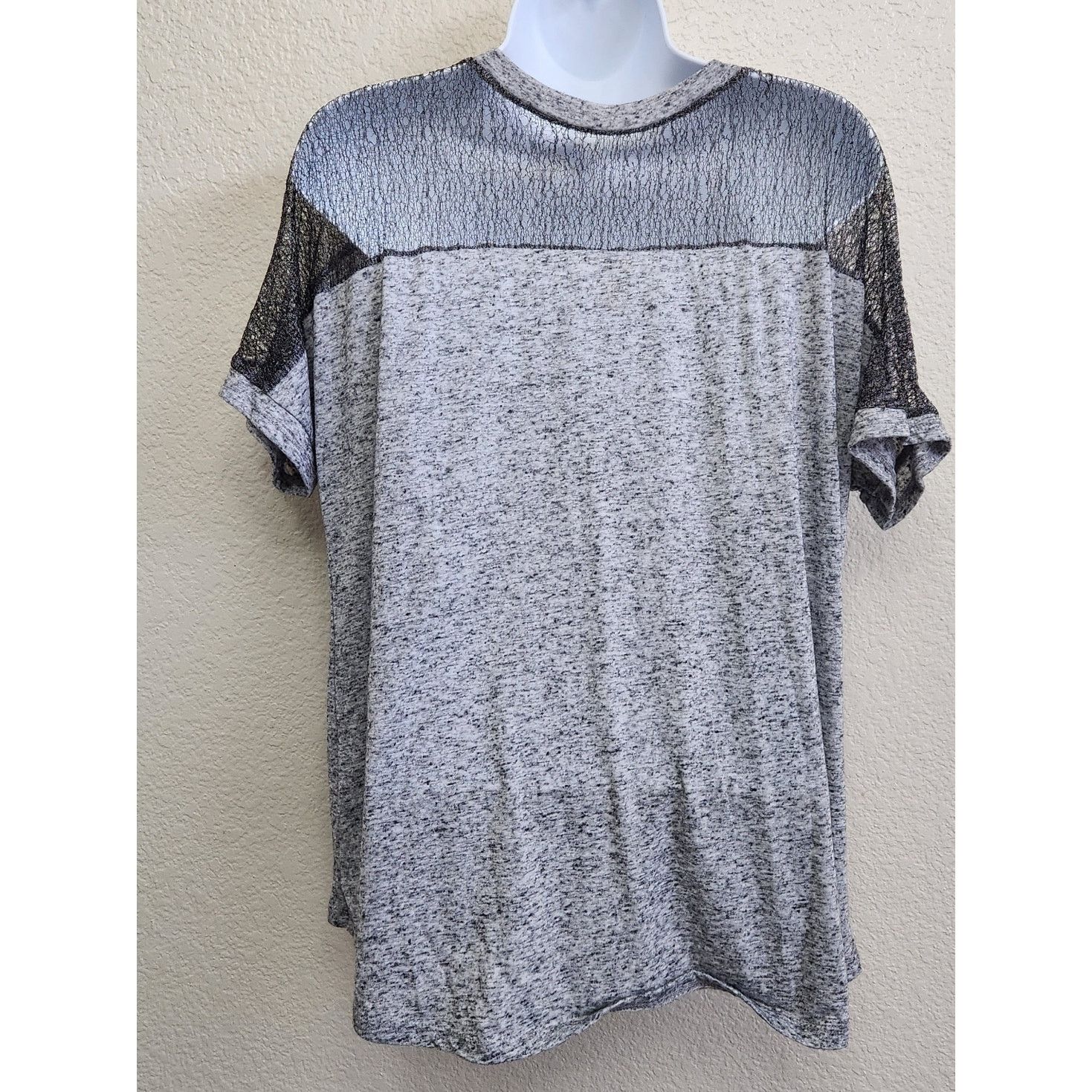 Other A.N.A Gray Marled Silver Metallic Lace Netting Top Large Size L / US 10 / IT 46 - 3 Thumbnail