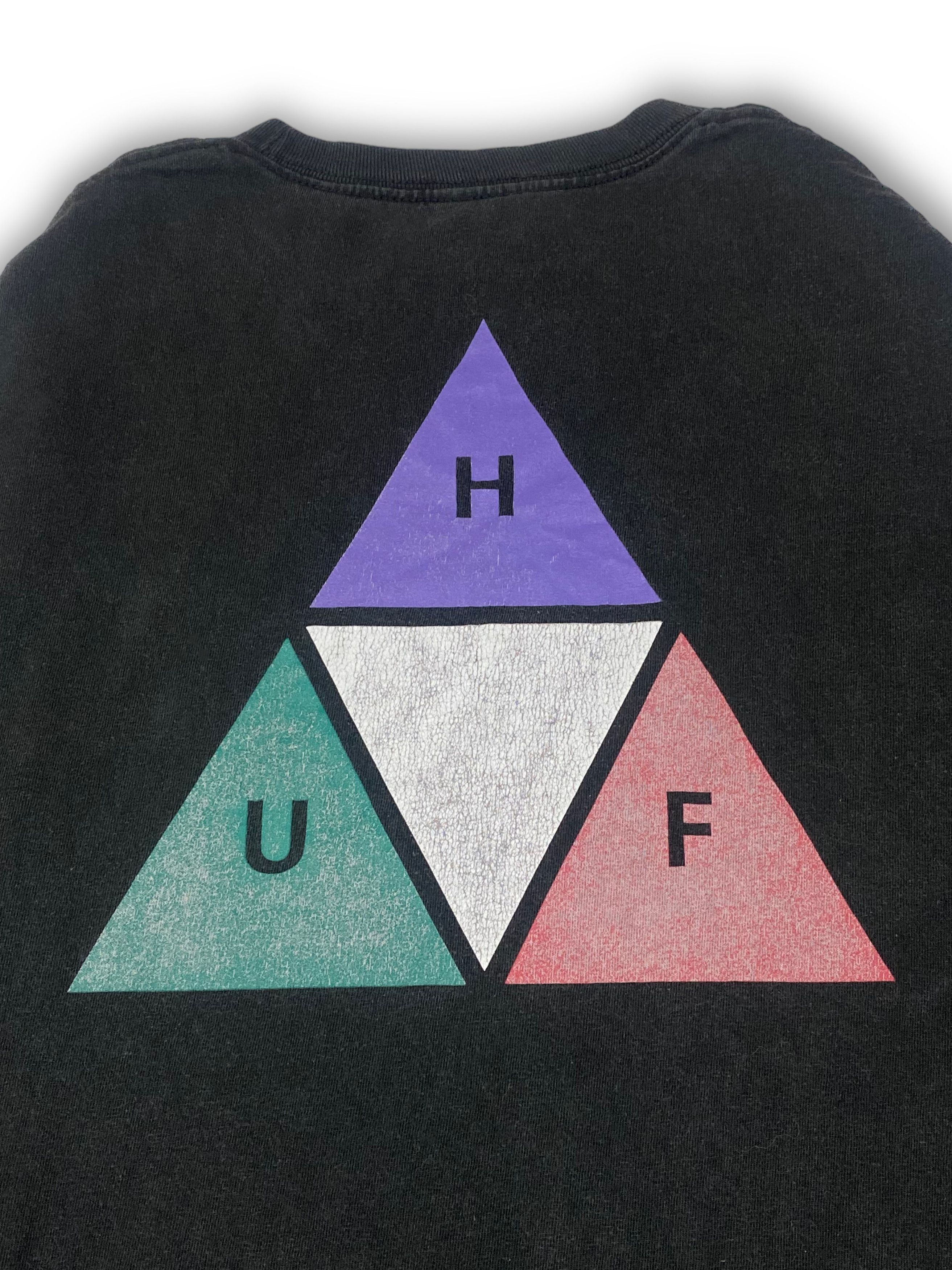 Huf Vintage HUF Distressed Black Faded Big Logo Longsleeve M546 Size US M / EU 48-50 / 2 - 10 Thumbnail