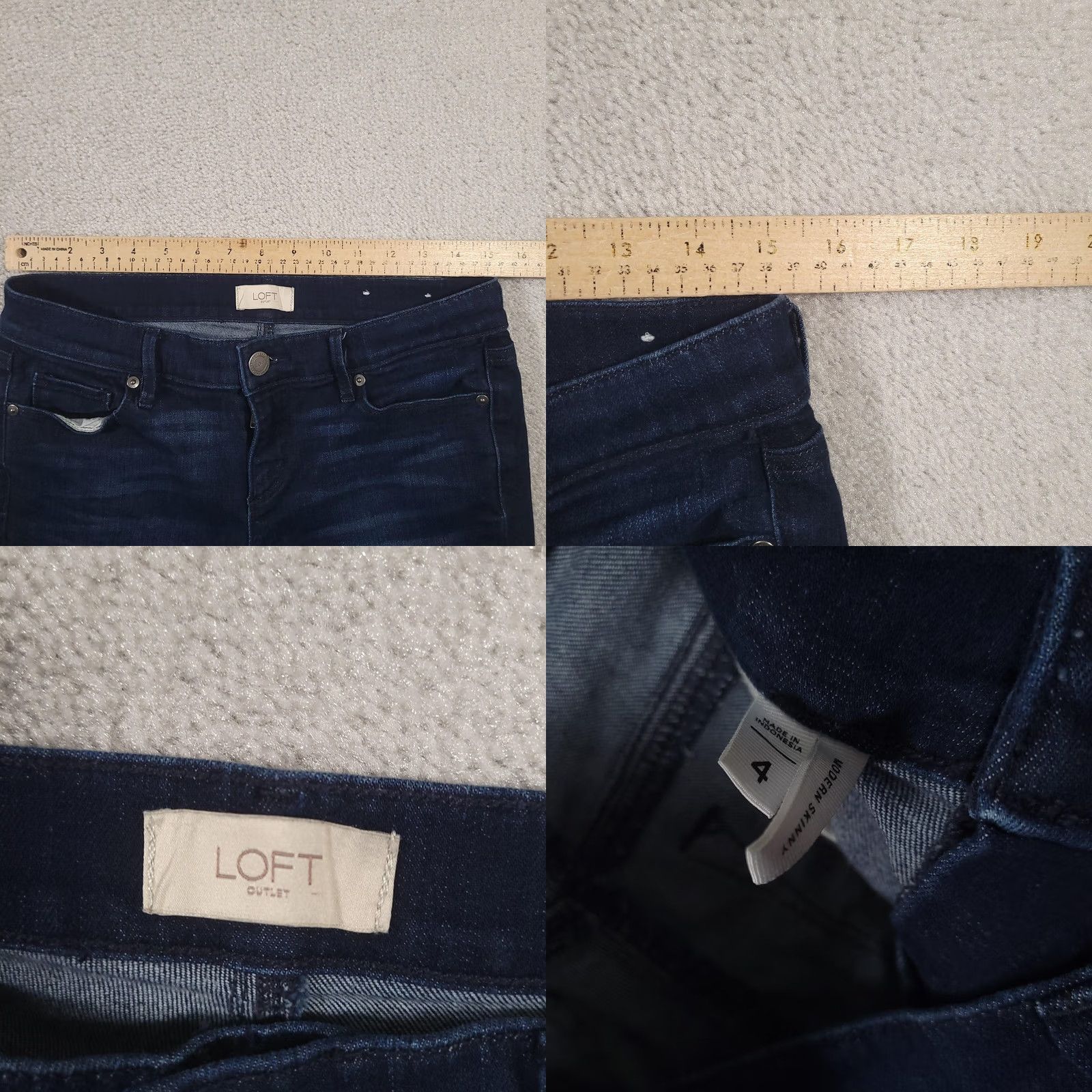 Loft LOFT Outlet Jeans Womens 4 Dark Wash Blue Modern Skinny Distressed Raw Hem Denim Jeans Womens 4 Dark Wash Blue Distressed Raw Hem Denim Size 27" / US 4 / IT 40 - 8 Thumbnail
