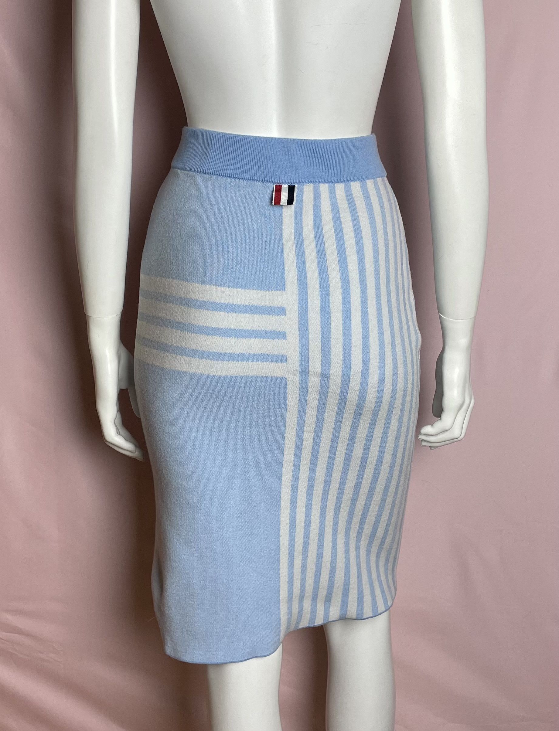 Thom Browne Thom Browne Blue Wool Knit Midi Skirt EU38 /0 Size 26" / US 2 / IT 38 - 4 Thumbnail