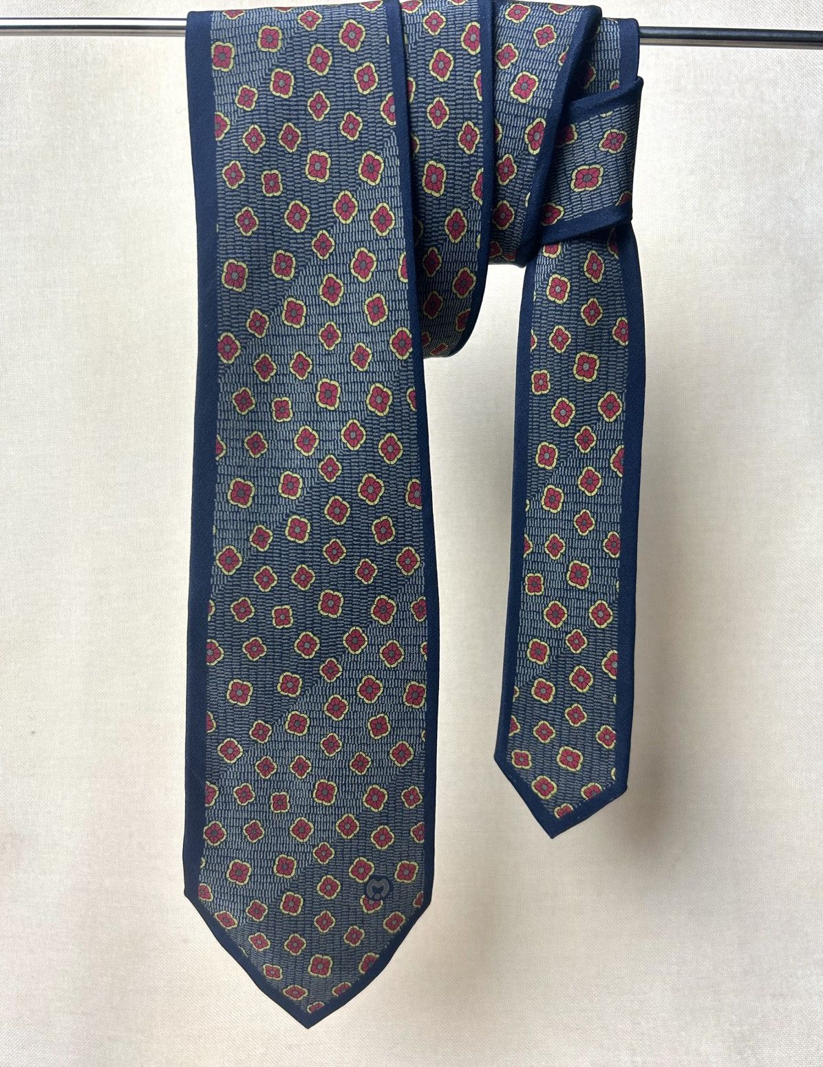Mila Schon Mila Schon blue navt floral Silk Mens Tie Size ONE SIZE - 1 Thumbnail