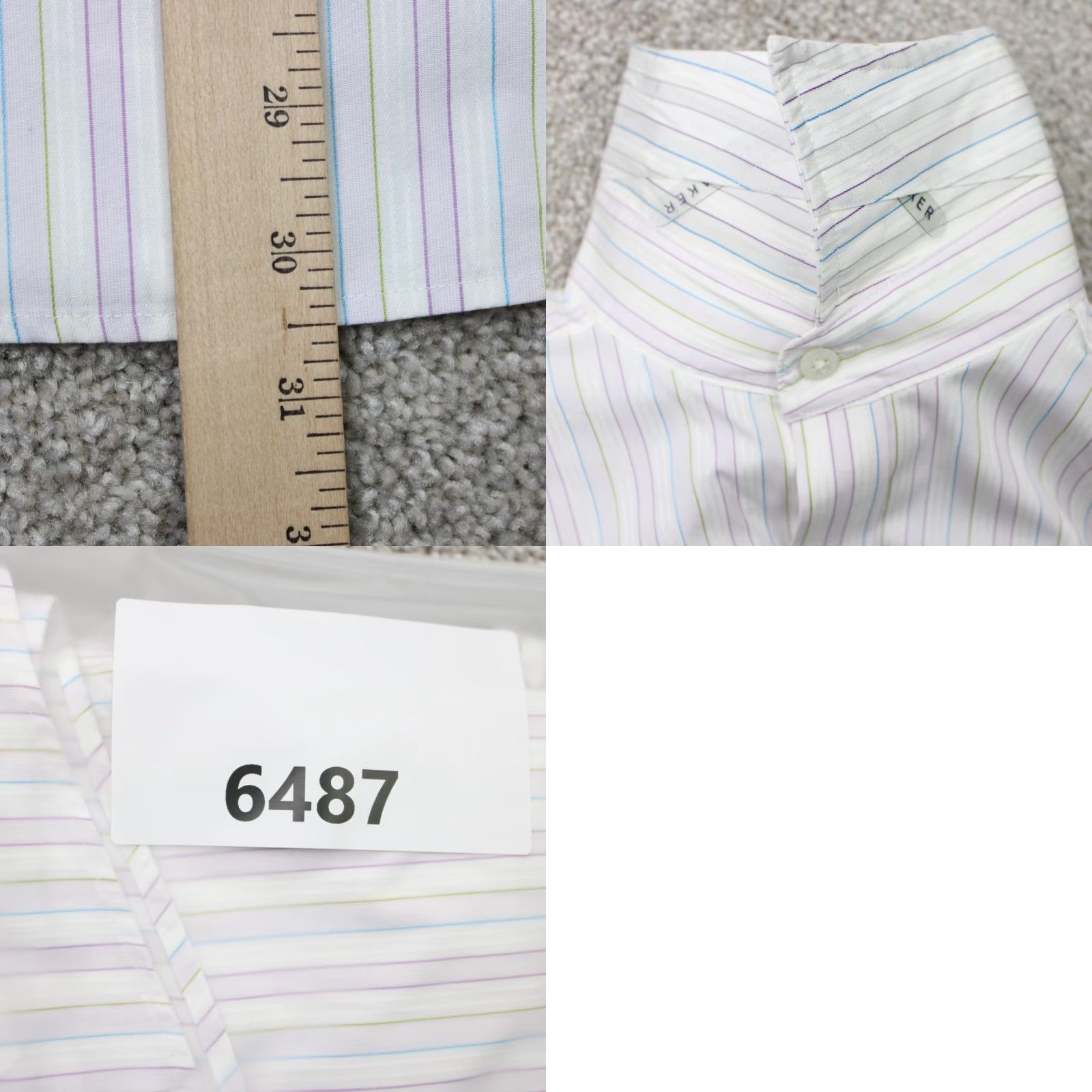 Ted Baker Ted Baker London Shirt Mens 15, 32/33 White/Blue/Purple 100% Cotton L/S Button-Down Collar Shirt/Dress Size US M / EU 48-50 / 2 - 8 Thumbnail