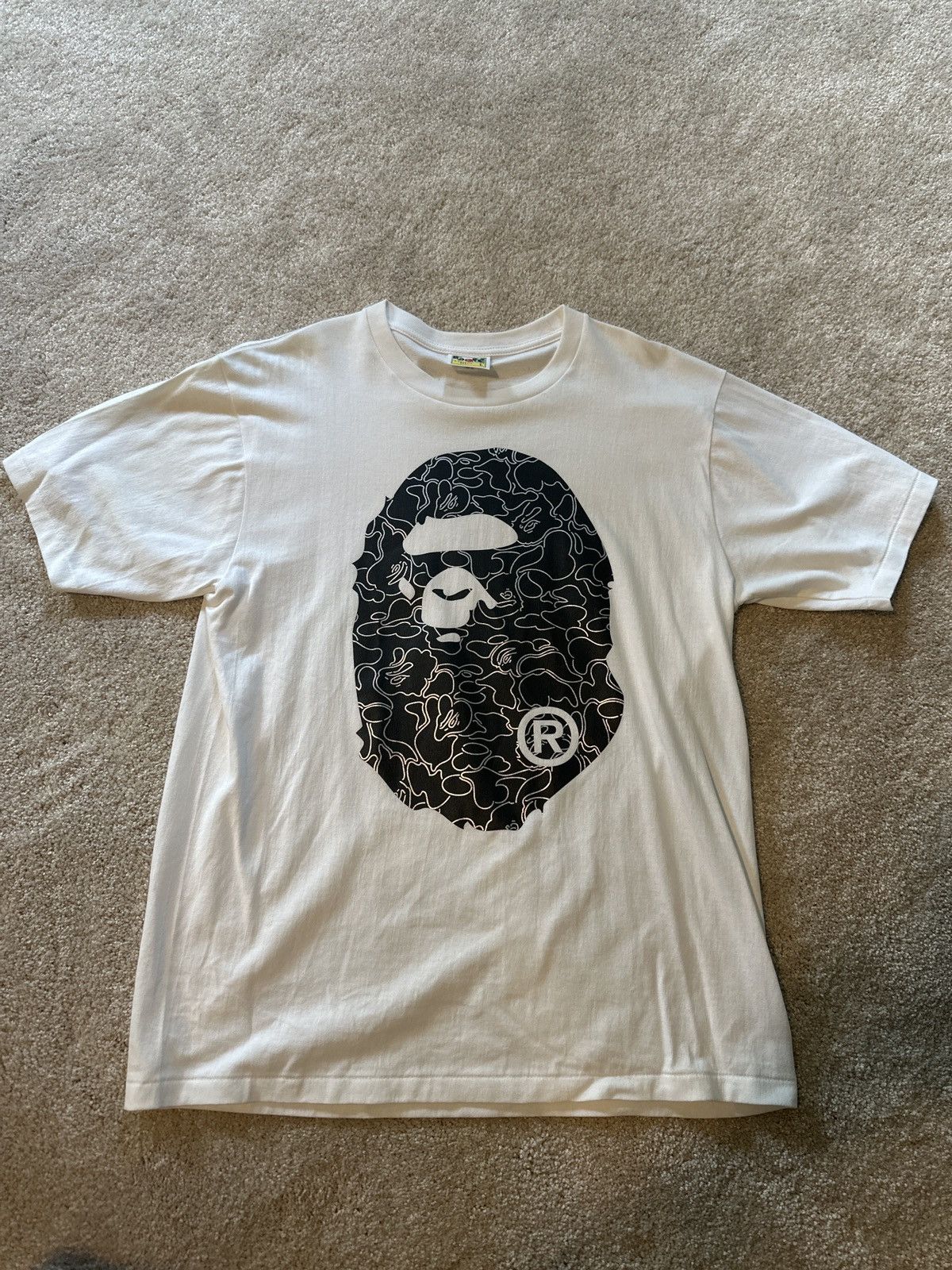 Bape Bape Big Ape Camo Head White Tee Size US L / EU 52-54 / 3 - 1 Thumbnail