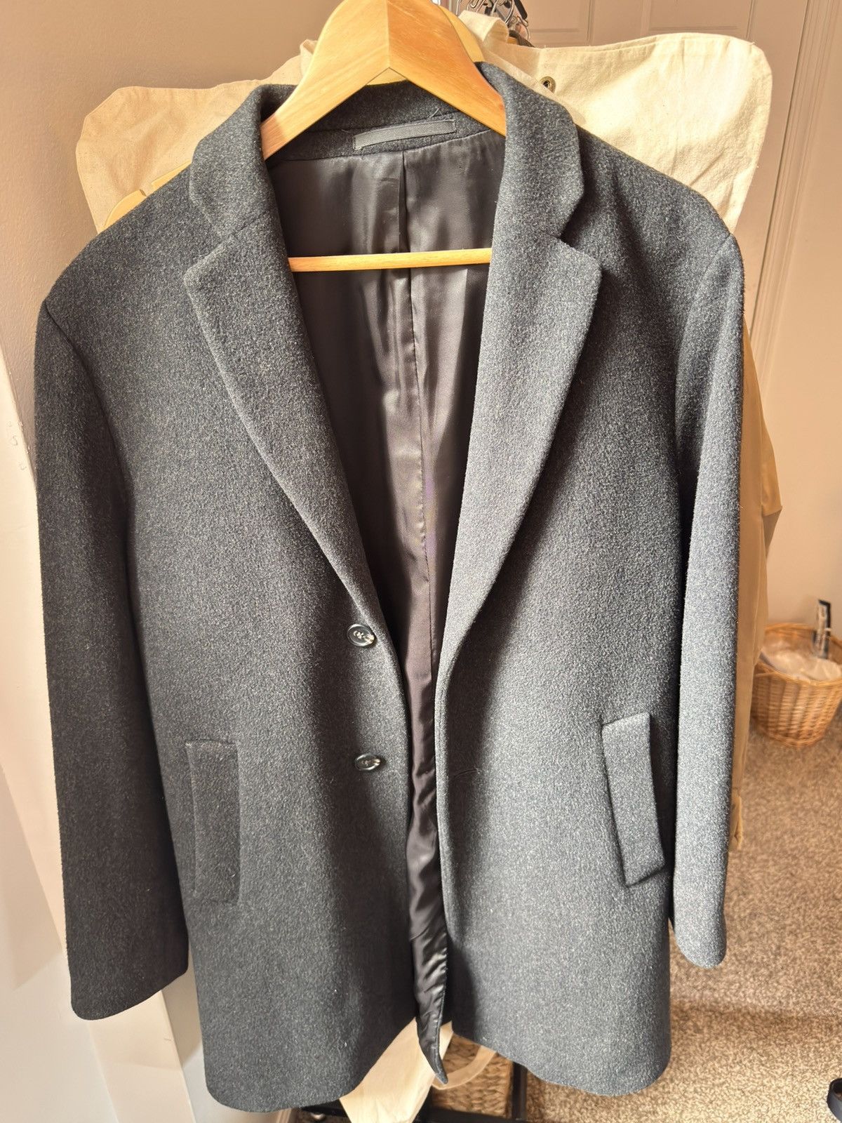 Drapeau Noir Charcoal wool & cashmere overcoat Size US M / EU 48-50 / 2 - 1 Thumbnail