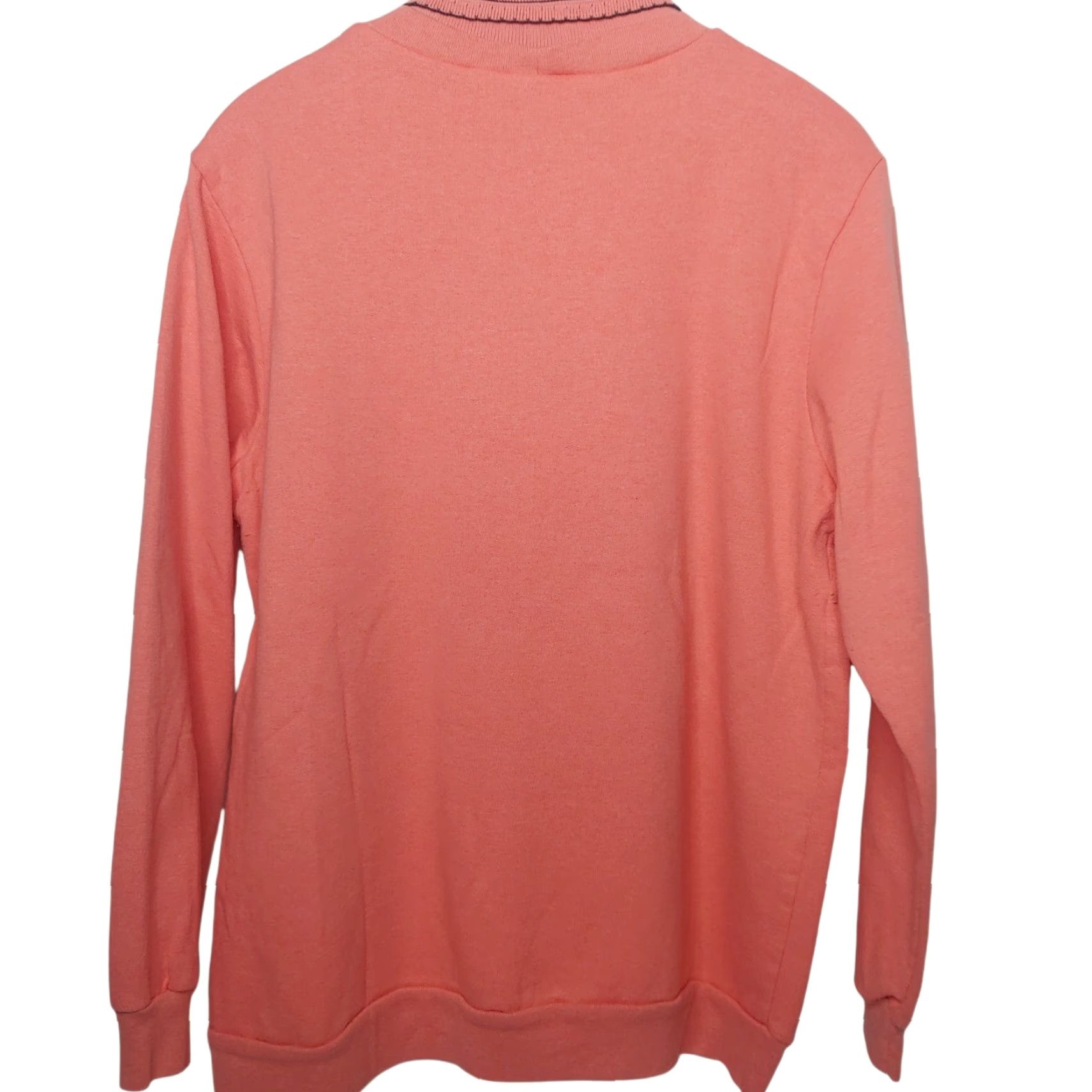 Sunflower VINTAGE Embroidered Floral Sweatshirt L Salmon Collared Pullover Cottagecore Women Size L / US 10 / IT 46 - 4 Thumbnail