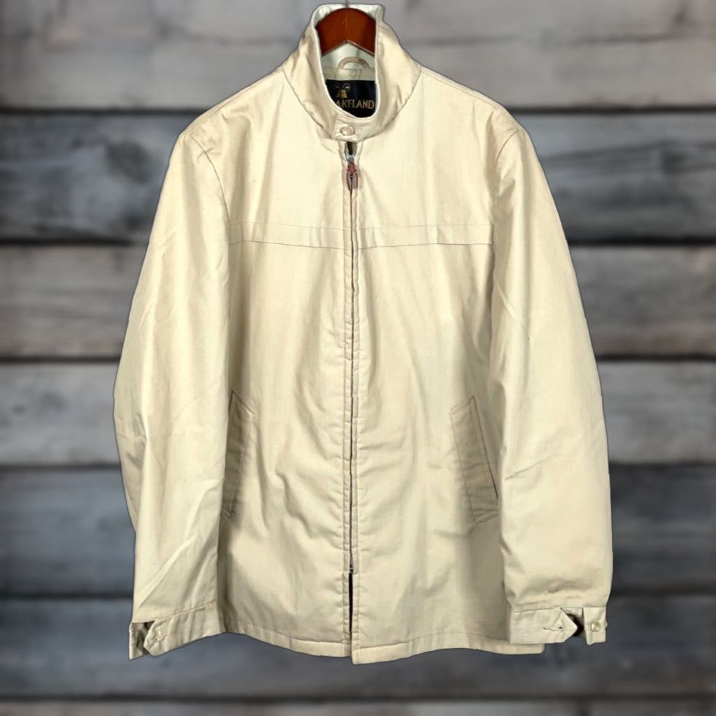VINTAGE Lakeland Windbreaker Jacket Mens 46 Long 2XL Tall Beige Cotton Lightweight Fall Winter