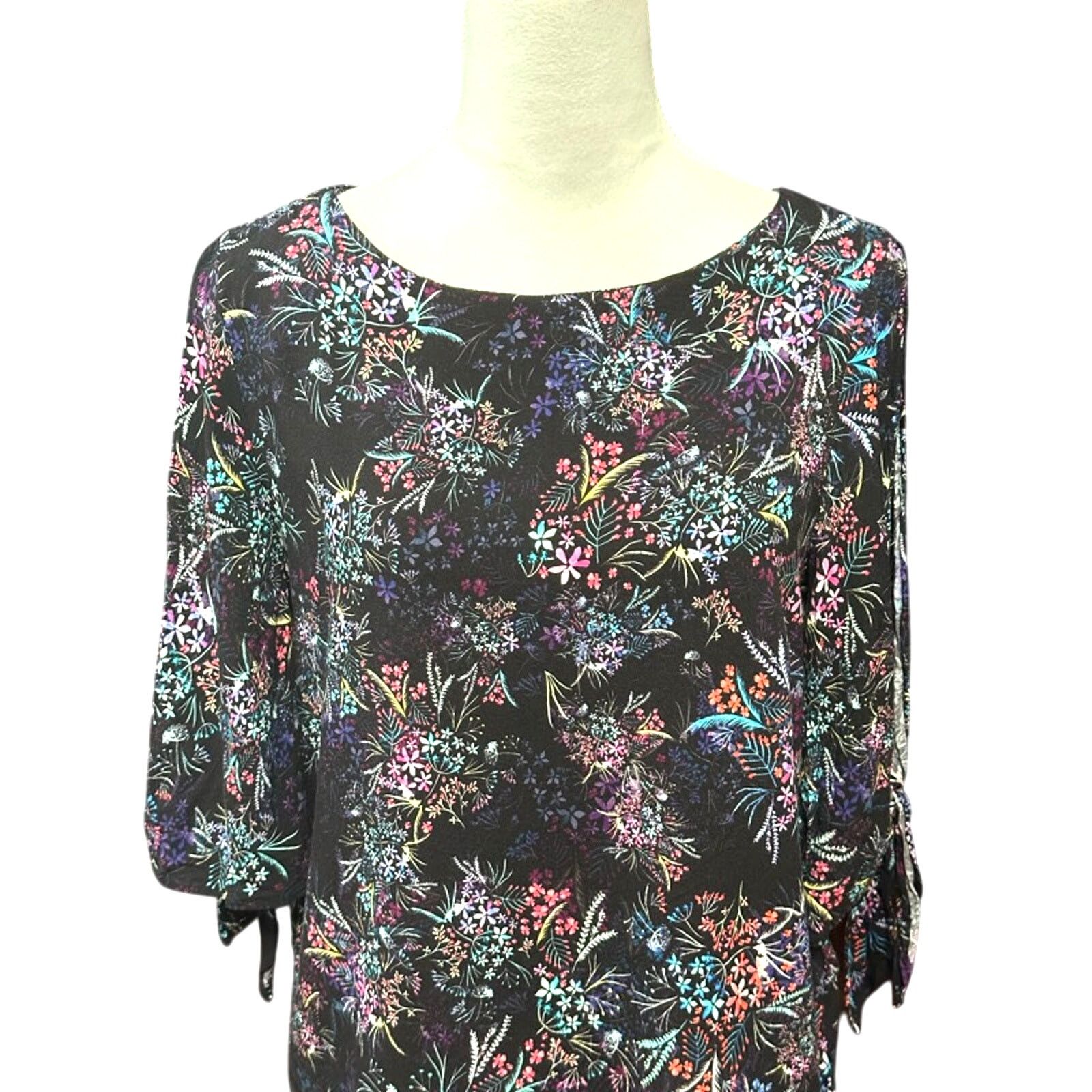 H&M H&M Floral Blouse Scoop Neck Sleeve Slit Relaxed Fit Multi 8 Size M / US 6-8 / IT 42-44 - 2 Thumbnail