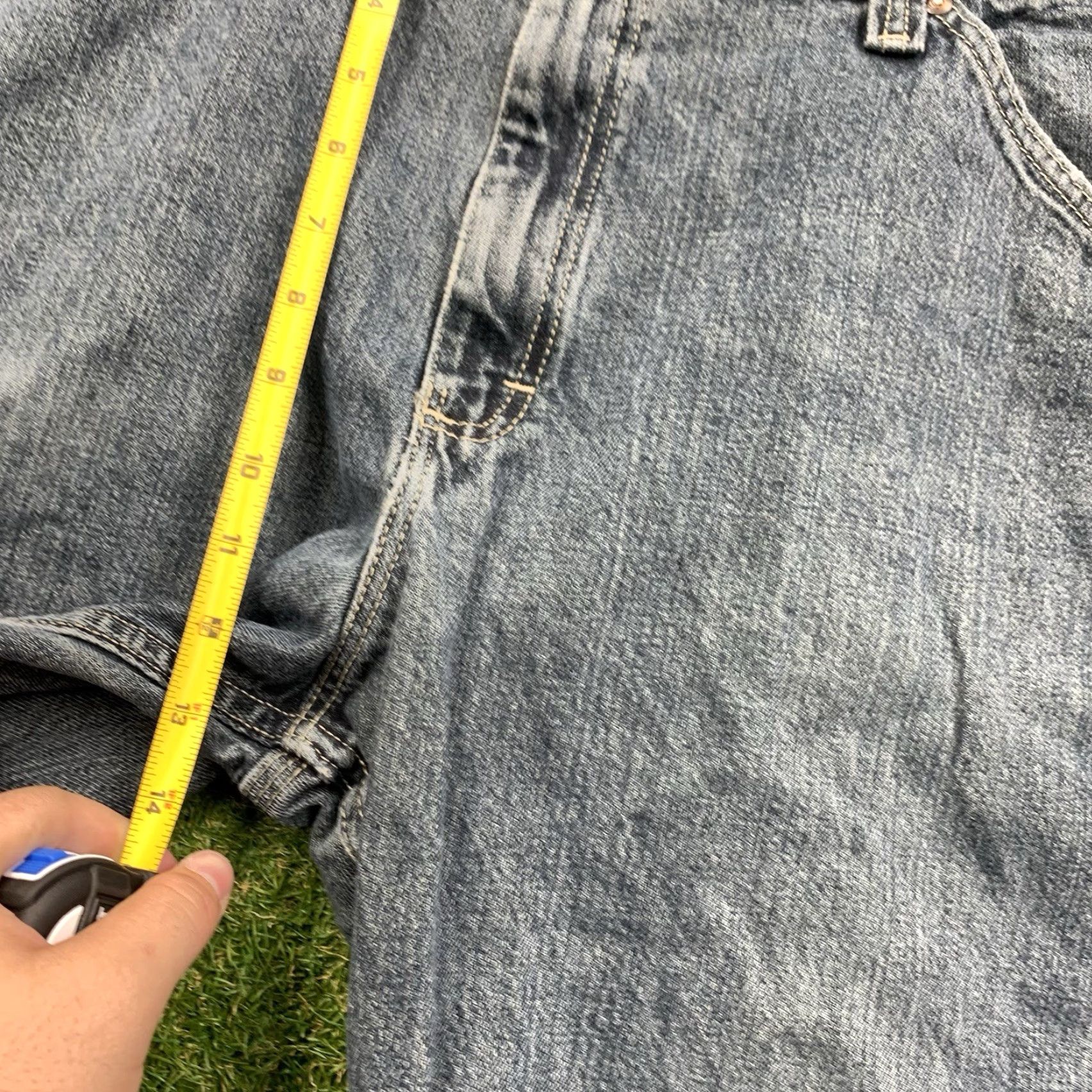Wrangler VINTAGE Wrangler Shorts Carpenter 40 Mens Blue Denim 5-Pocket Relaxed Inseam 9in 90s Baggy Workwear Size US 40 / EU 56 - 4 Thumbnail
