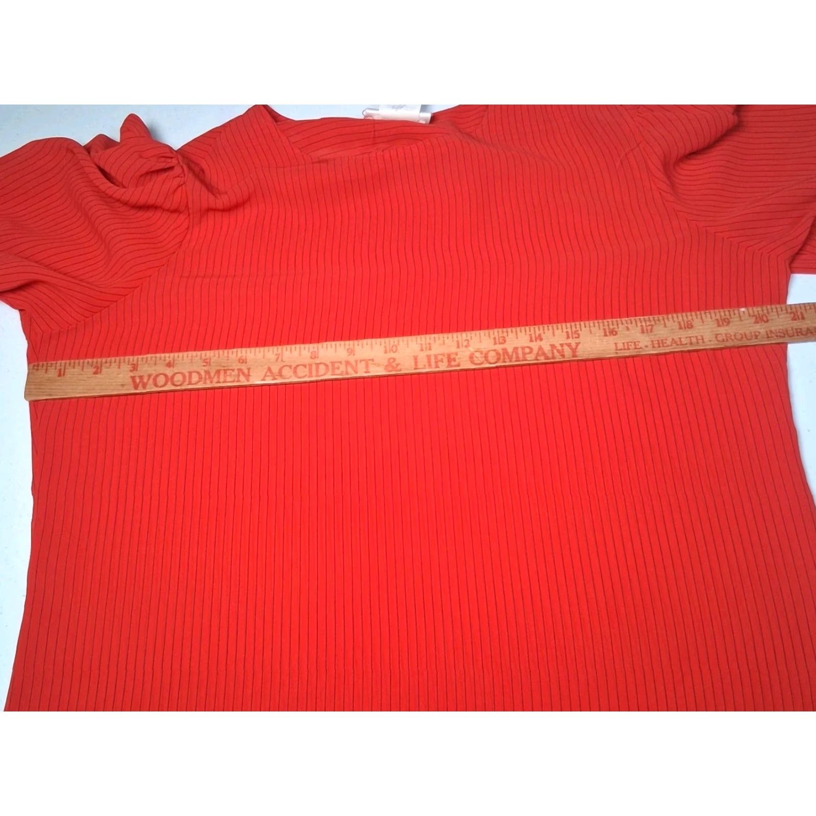 Vintage VINTAGE Paquette Blouse Shirts Women L Red Striped Semi-sheer Balloon Long Sleeve Button Round Neck 1980s Office Wear Size L / US 10 / IT 46 - 4 Thumbnail
