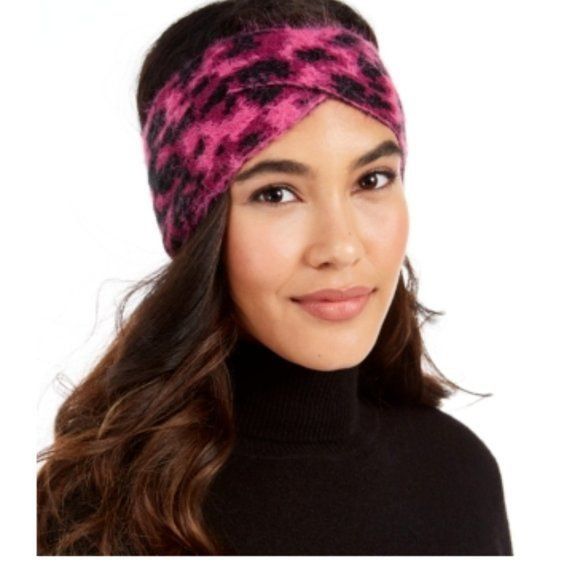 DKNY DKNY Fuzzy Animal Print Knit Twist Headband Size ONE SIZE - 2 Thumbnail