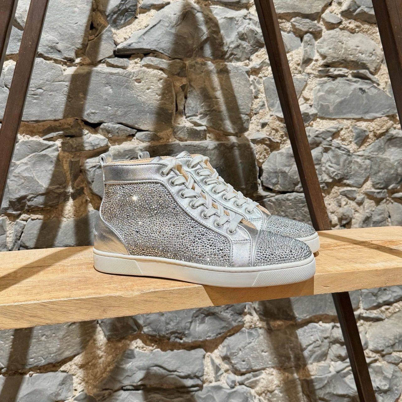 Christian Louboutin Christian Louboutin Silver Louis Strass High-top Sneakers Size US 8 / EU 41 - 1 Thumbnail