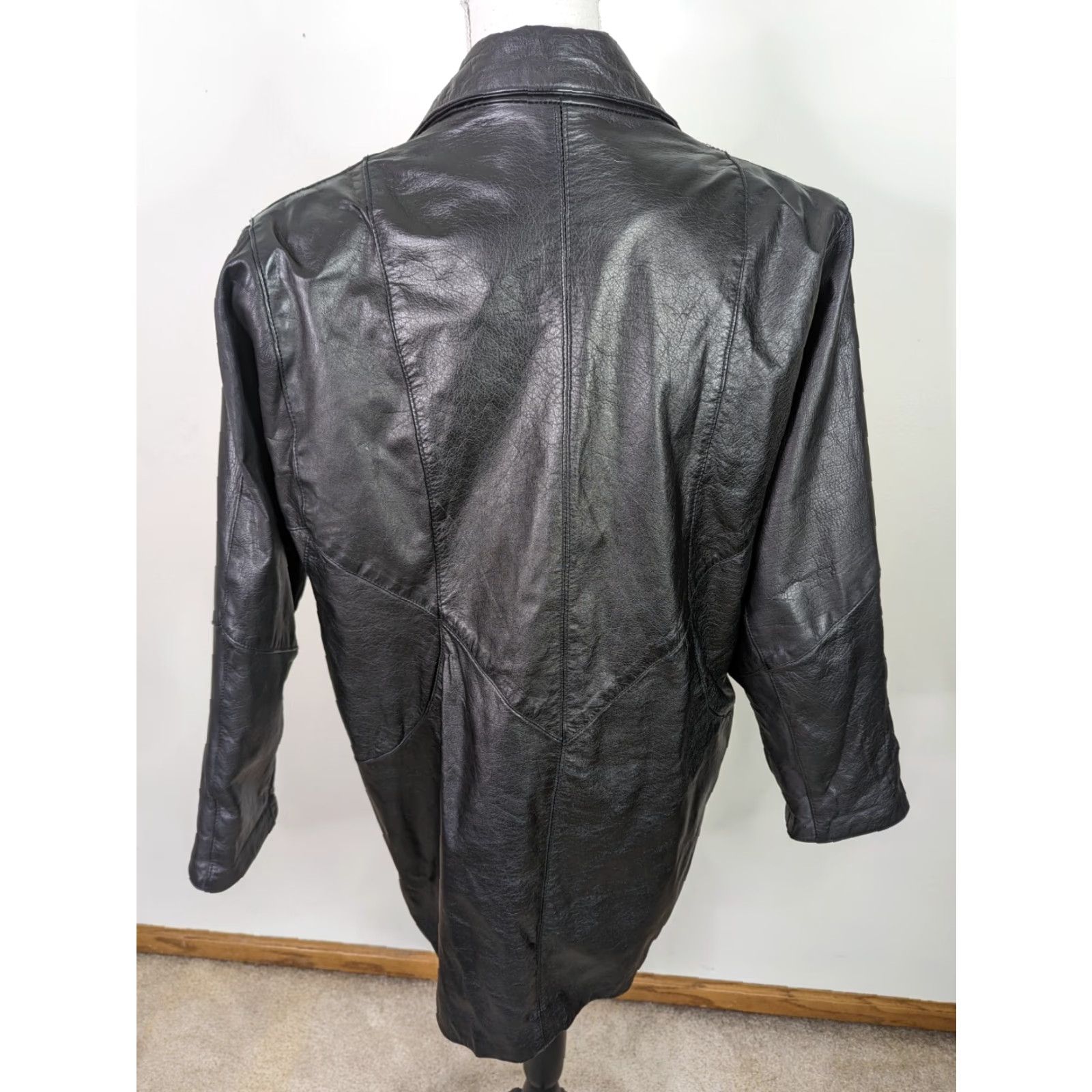 Vintage VINTAGE Woman’s M Black Leather Blazer Relaxed Motorcycle Biker Jacket Coat Size M / US 6-8 / IT 42-44 - 3 Thumbnail