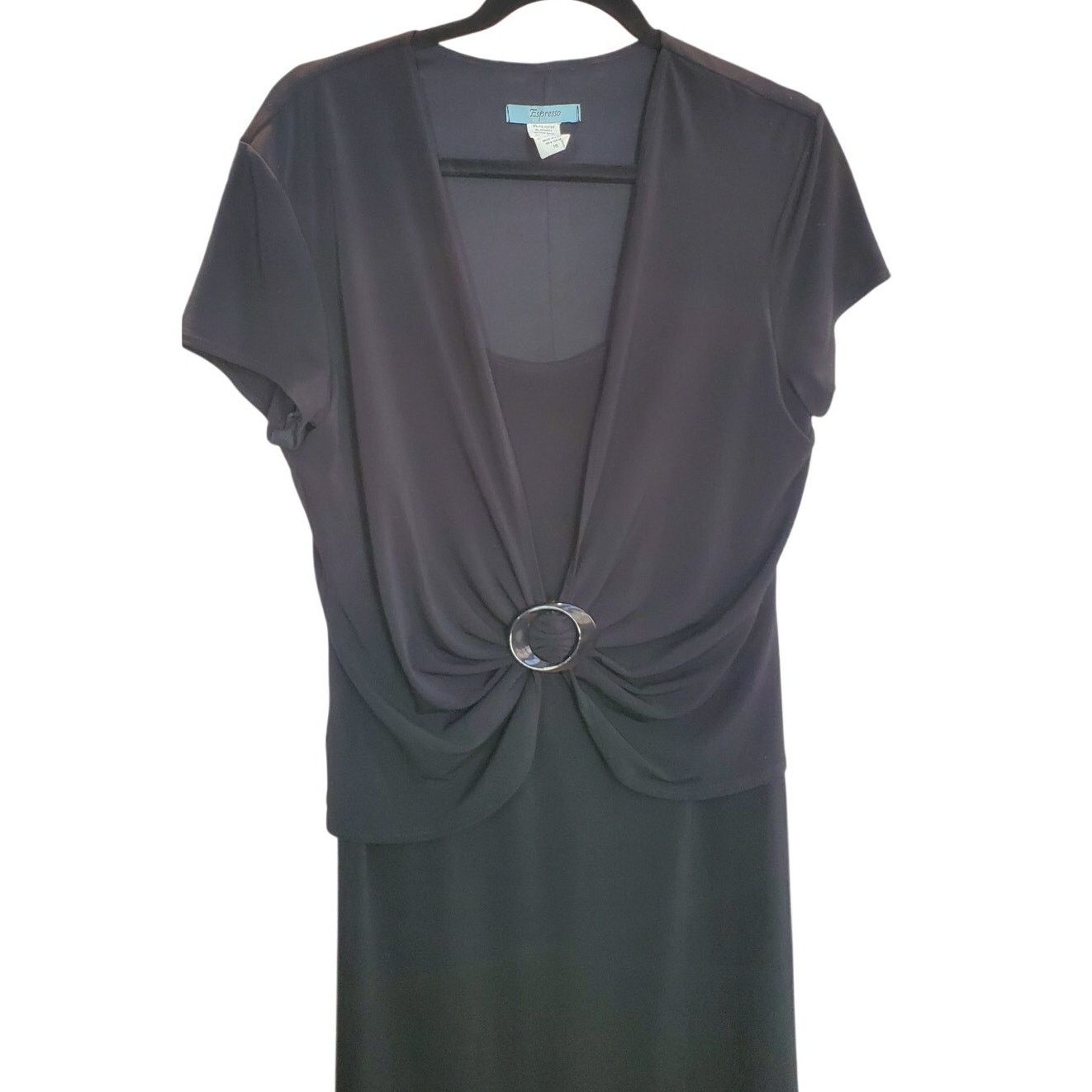 Other Espresso Black Midi Buckle Accent Short Sleeve Dress Size 16 Size XXL / US 16-18 / IT 52-54 - 3 Thumbnail