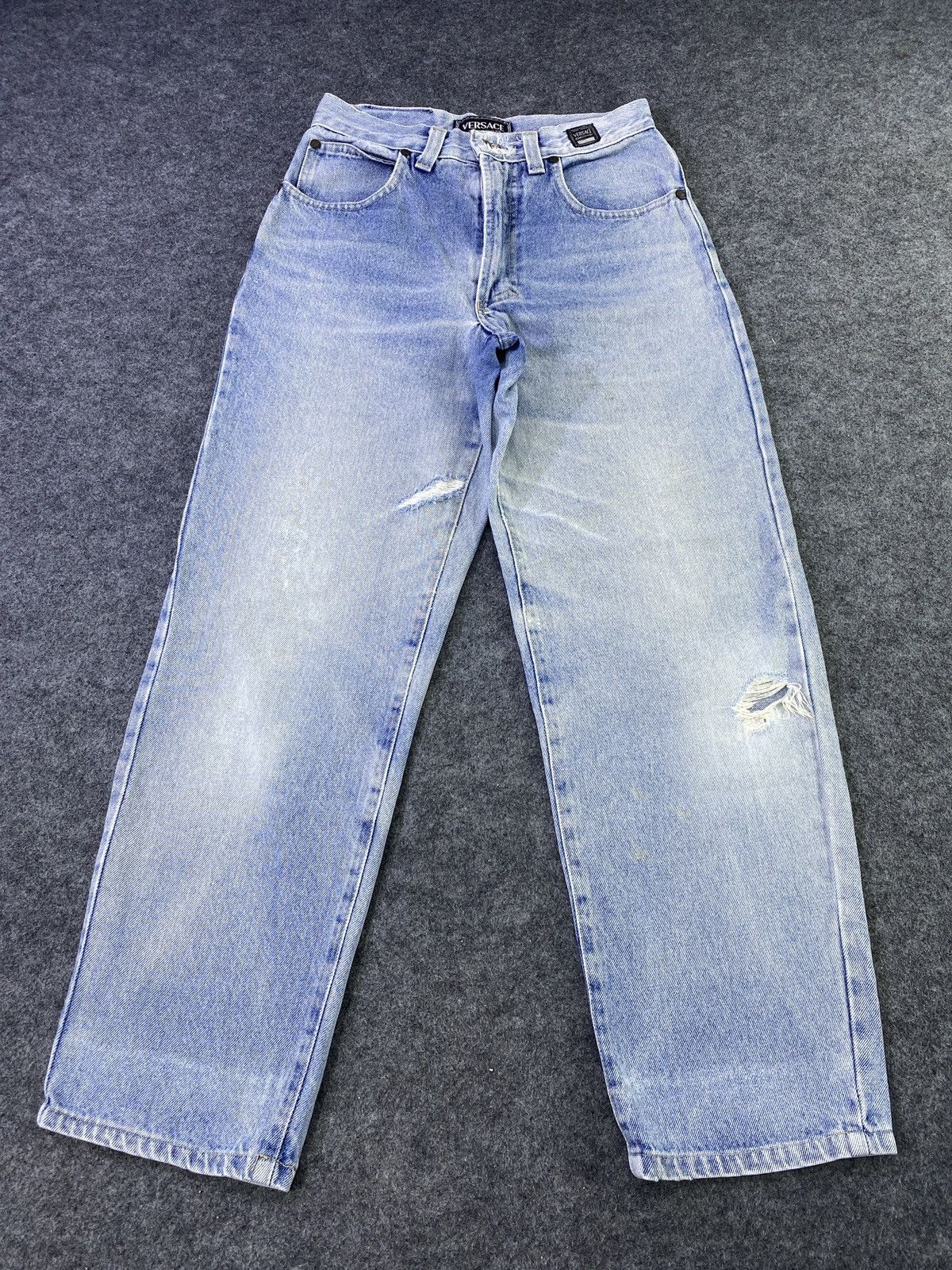 Jean × Versace Versace Distressed Blue Wash Jeans - J957 Size US 27 - 2 Thumbnail