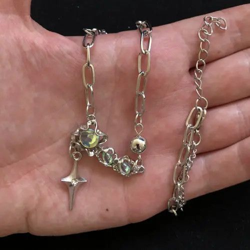 VIBE Electro Chain Crystal Stone Silver Abstract Star Pop Fantasy Size ONE SIZE - 4 Thumbnail