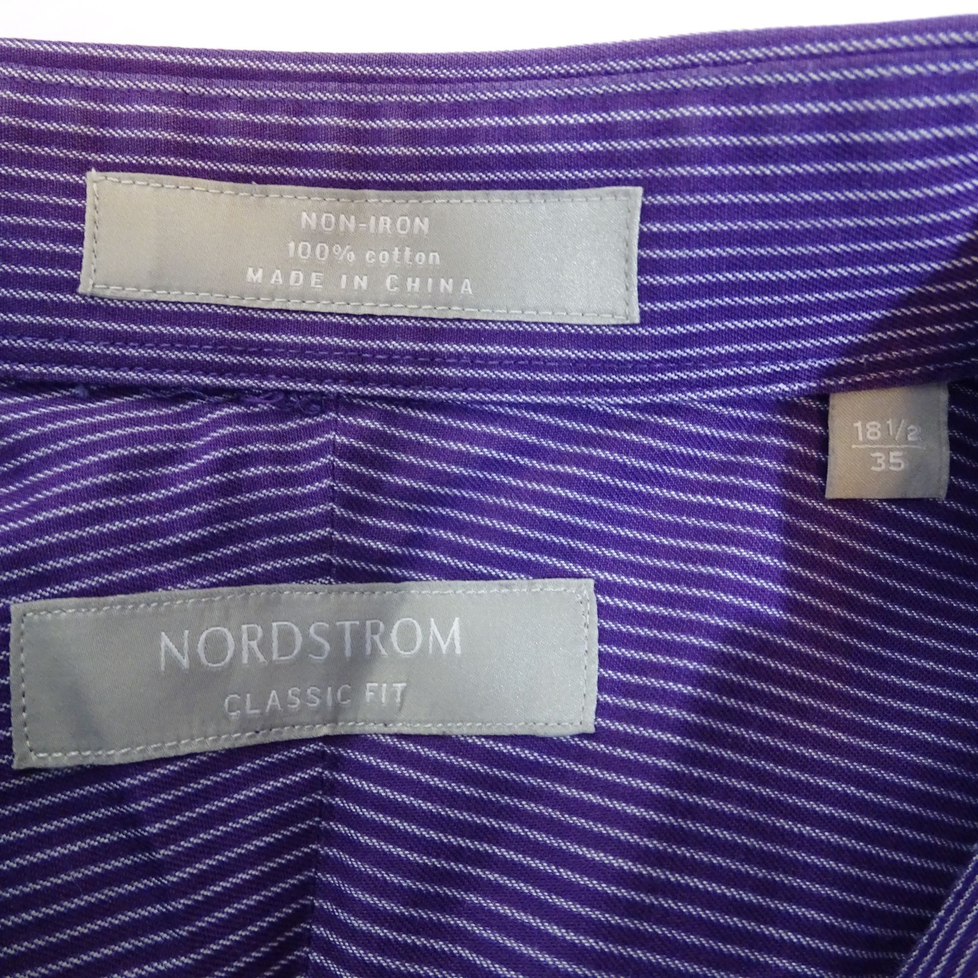 Nordstrom Nordstrom Men Classic Fit Non-Iron Purple Stripe Dress Shirt Size US XXL / EU 58 / 5 - 5 Thumbnail