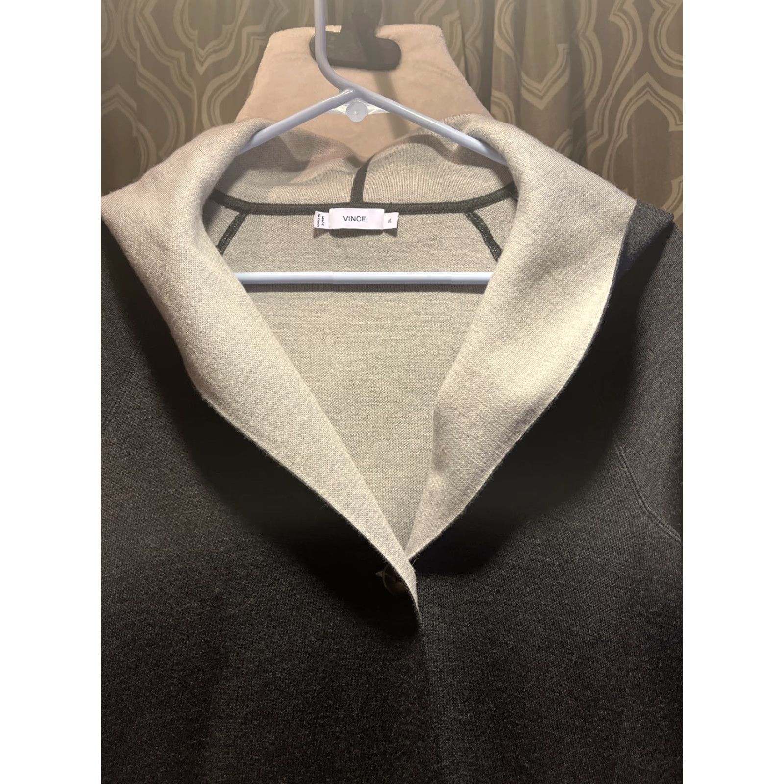 Vince VINTAGE Vince Hooded Cardigan Sweater Women XS Dark Gray Cotton Button Closure Size XS / US 0-2 / IT 36-38 - 2 Thumbnail