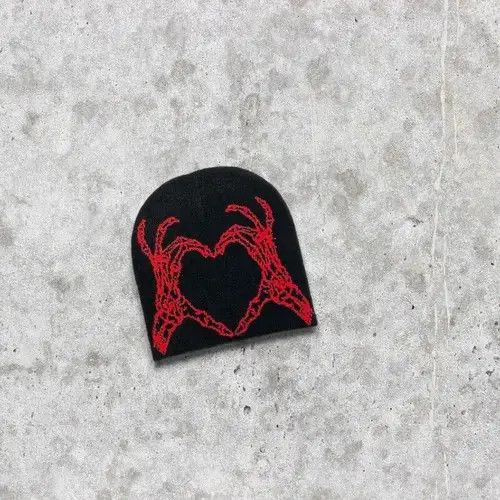 VIBE 🕷☠️ Japanese style Beanie hat Skeleton pattern y2k ⚡️ Size ONE SIZE - 3 Thumbnail